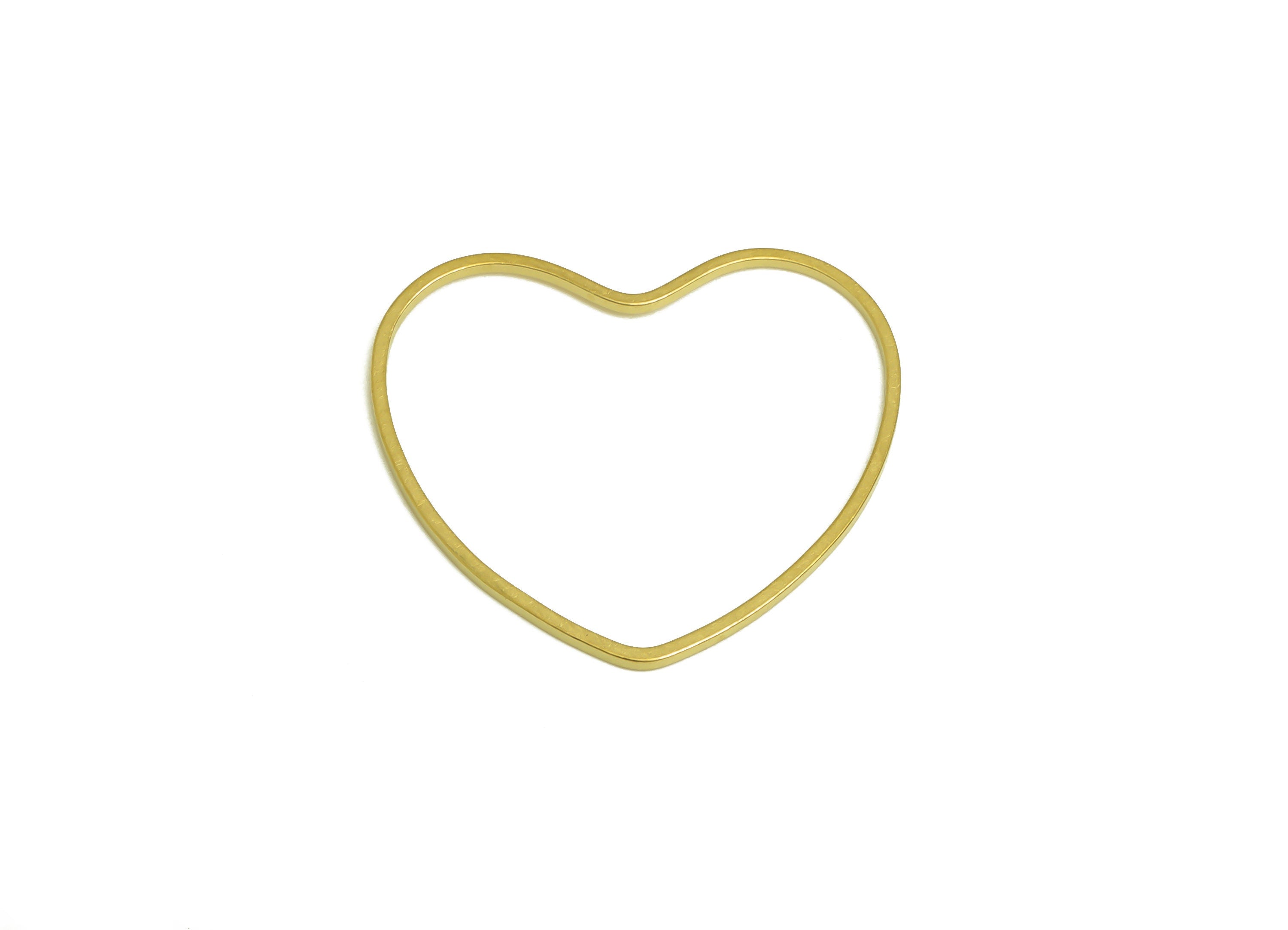 23*26 Brass Heart Charms - Raw Brass Heart Earring Charm - Brass Heart Connector - Brass Heart Wire Earring Cham - 26x23x1mm - PP10362-23*26 - DOMEDBAZAAR