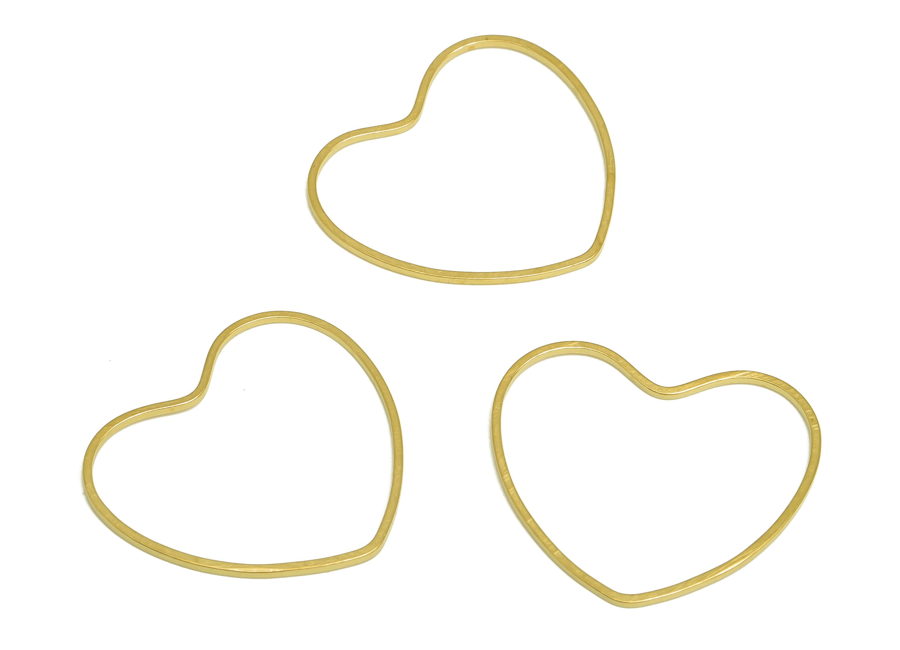 23*26 Brass Heart Charms - Raw Brass Heart Earring Charm - Brass Heart Connector - Brass Heart Wire Earring Cham - 26x23x1mm - PP10362-23*26 - DOMEDBAZAAR
