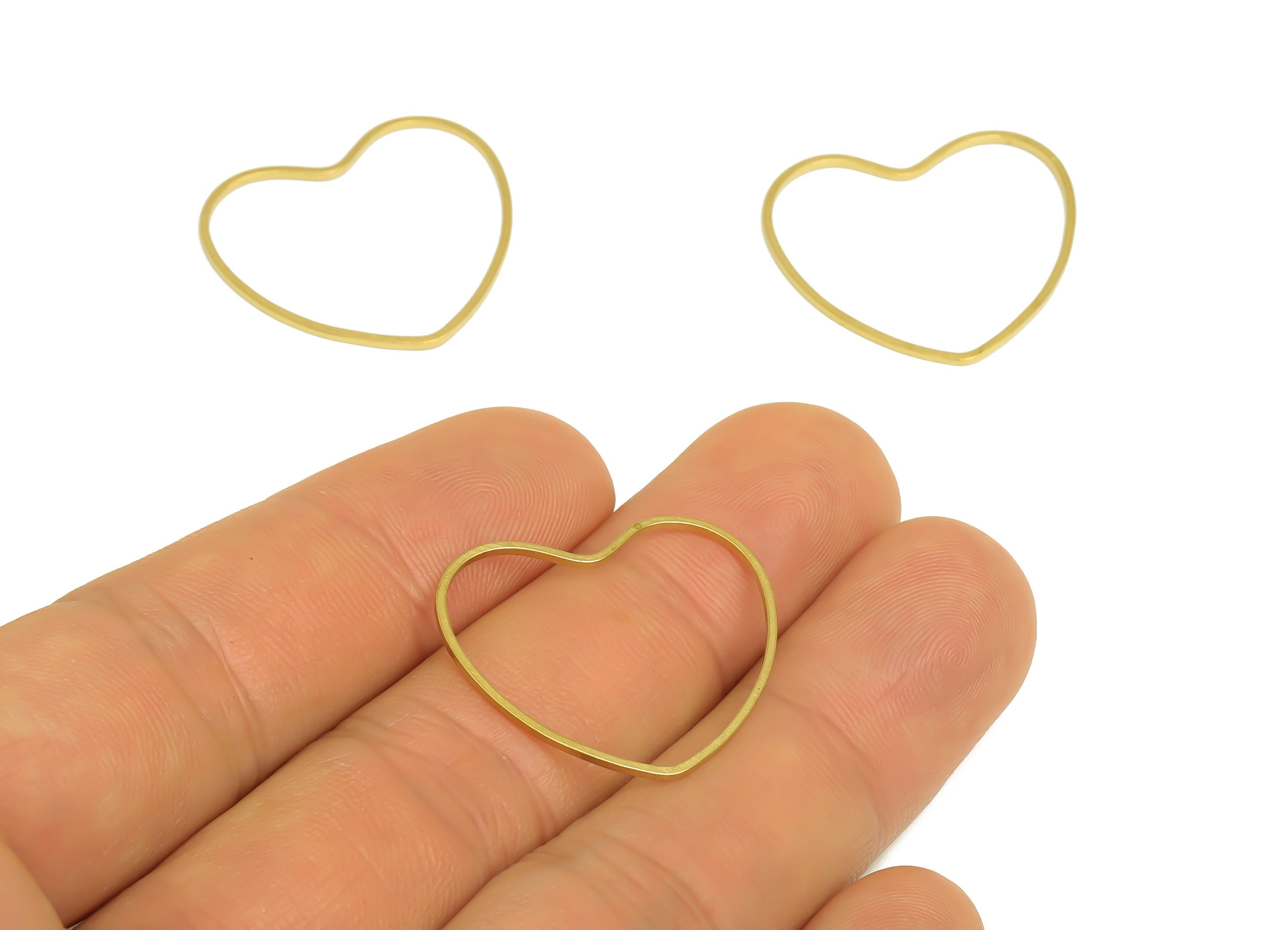 23*26 Brass Heart Charms - Raw Brass Heart Earring Charm - Brass Heart Connector - Brass Heart Wire Earring Cham - 26x23x1mm - PP10362-23*26 - DOMEDBAZAAR