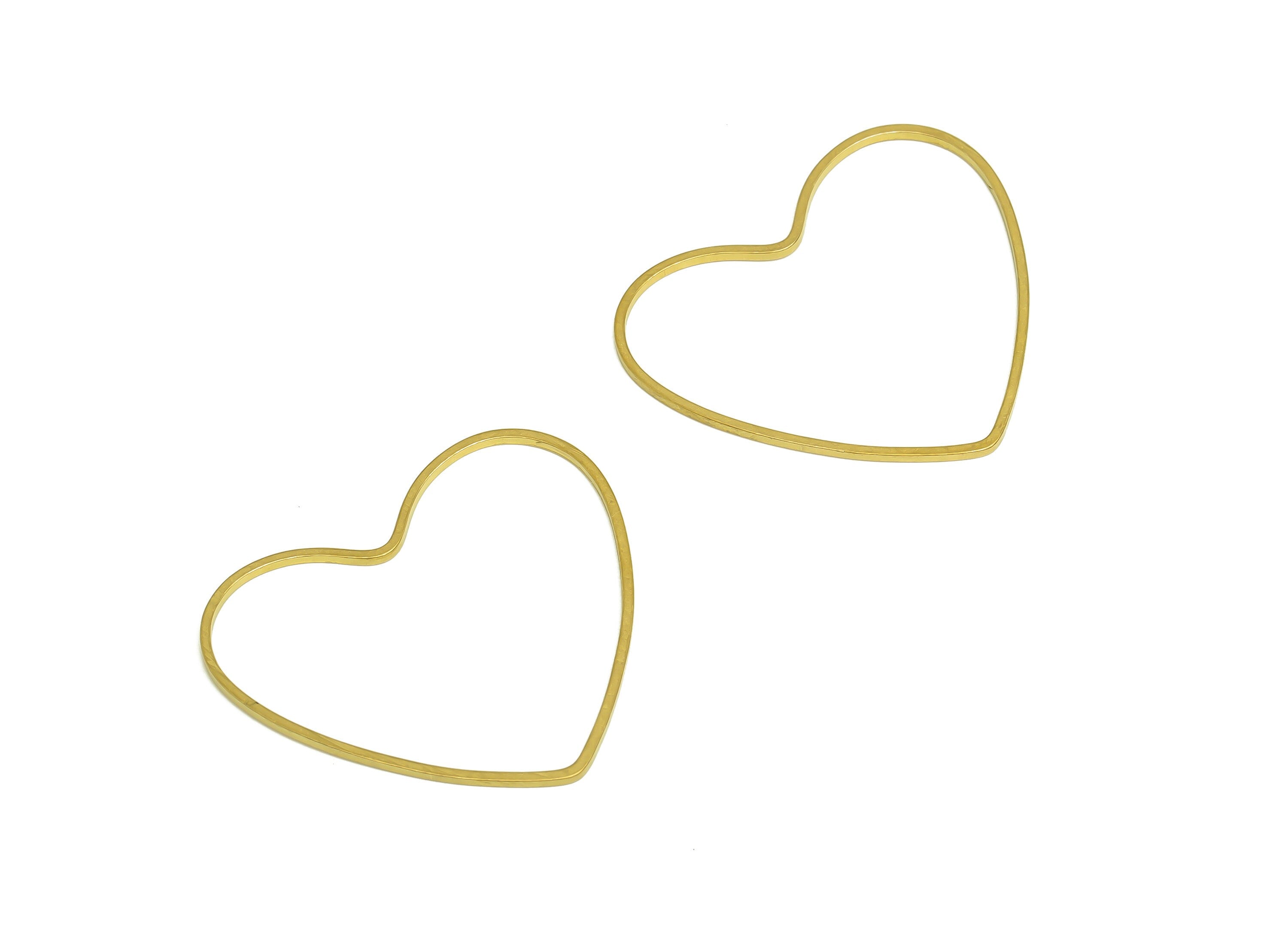 28*32 Brass Heart Charms - Raw Brass Heart Earring Charm - Brass Heart Connector - Brass Heart Wire Earring Cham - 32x28x1mm - PP10362-28*32 - DOMEDBAZAAR