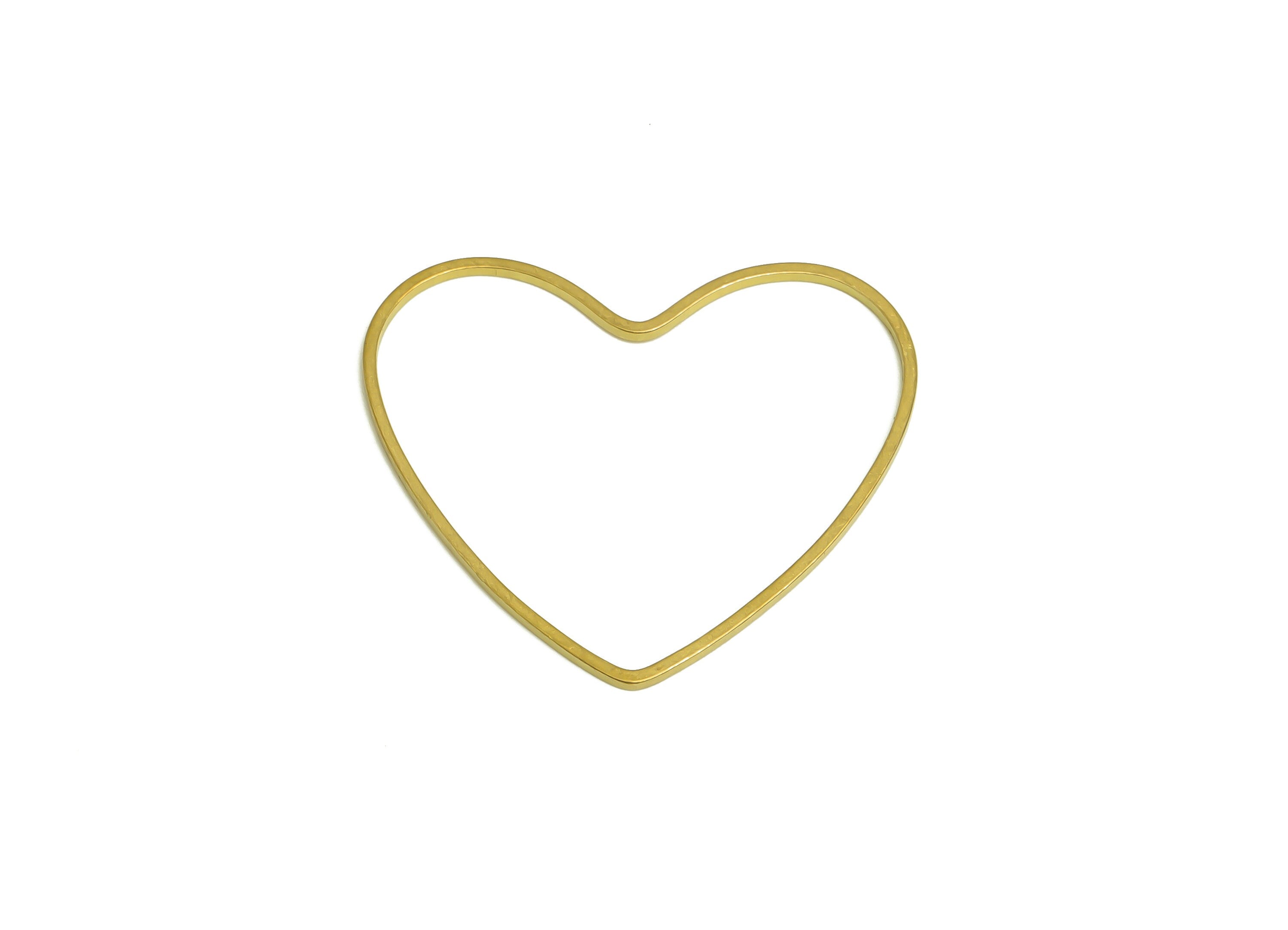 28*32 Brass Heart Charms - Raw Brass Heart Earring Charm - Brass Heart Connector - Brass Heart Wire Earring Cham - 32x28x1mm - PP10362-28*32 - DOMEDBAZAAR