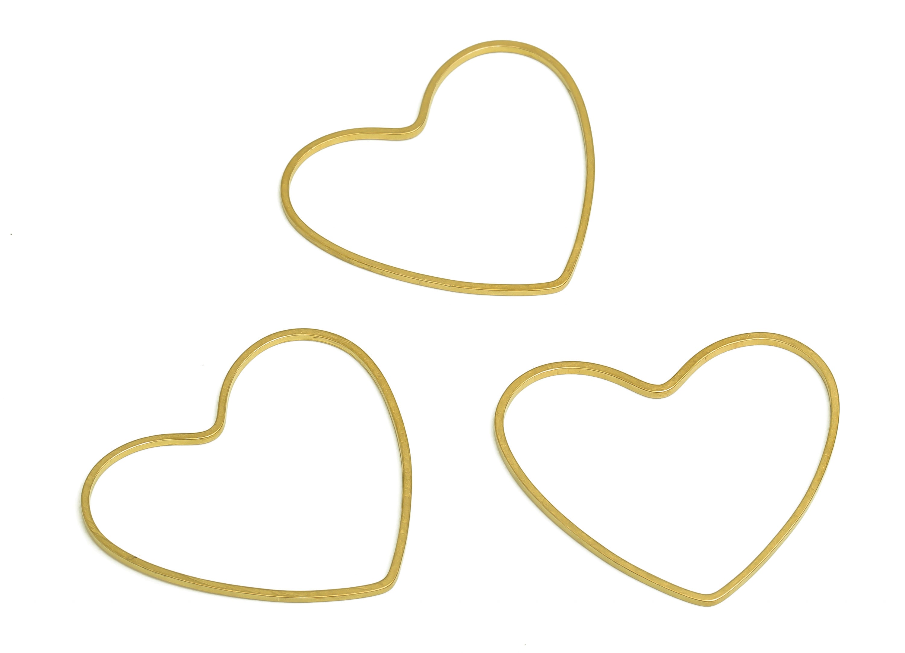 28*32 Brass Heart Charms - Raw Brass Heart Earring Charm - Brass Heart Connector - Brass Heart Wire Earring Cham - 32x28x1mm - PP10362-28*32 - DOMEDBAZAAR