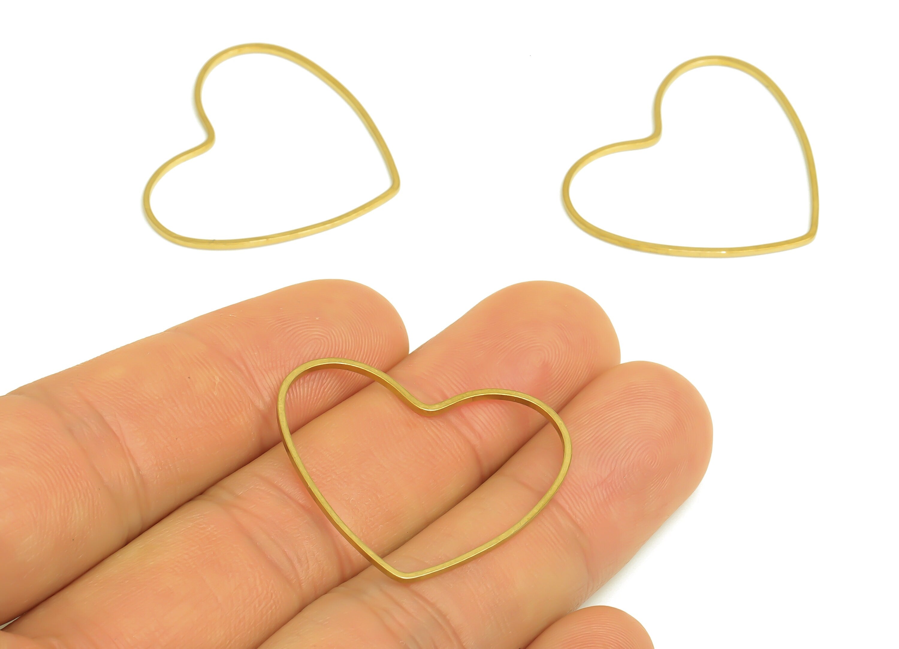 28*32 Brass Heart Charms - Raw Brass Heart Earring Charm - Brass Heart Connector - Brass Heart Wire Earring Cham - 32x28x1mm - PP10362-28*32 - DOMEDBAZAAR