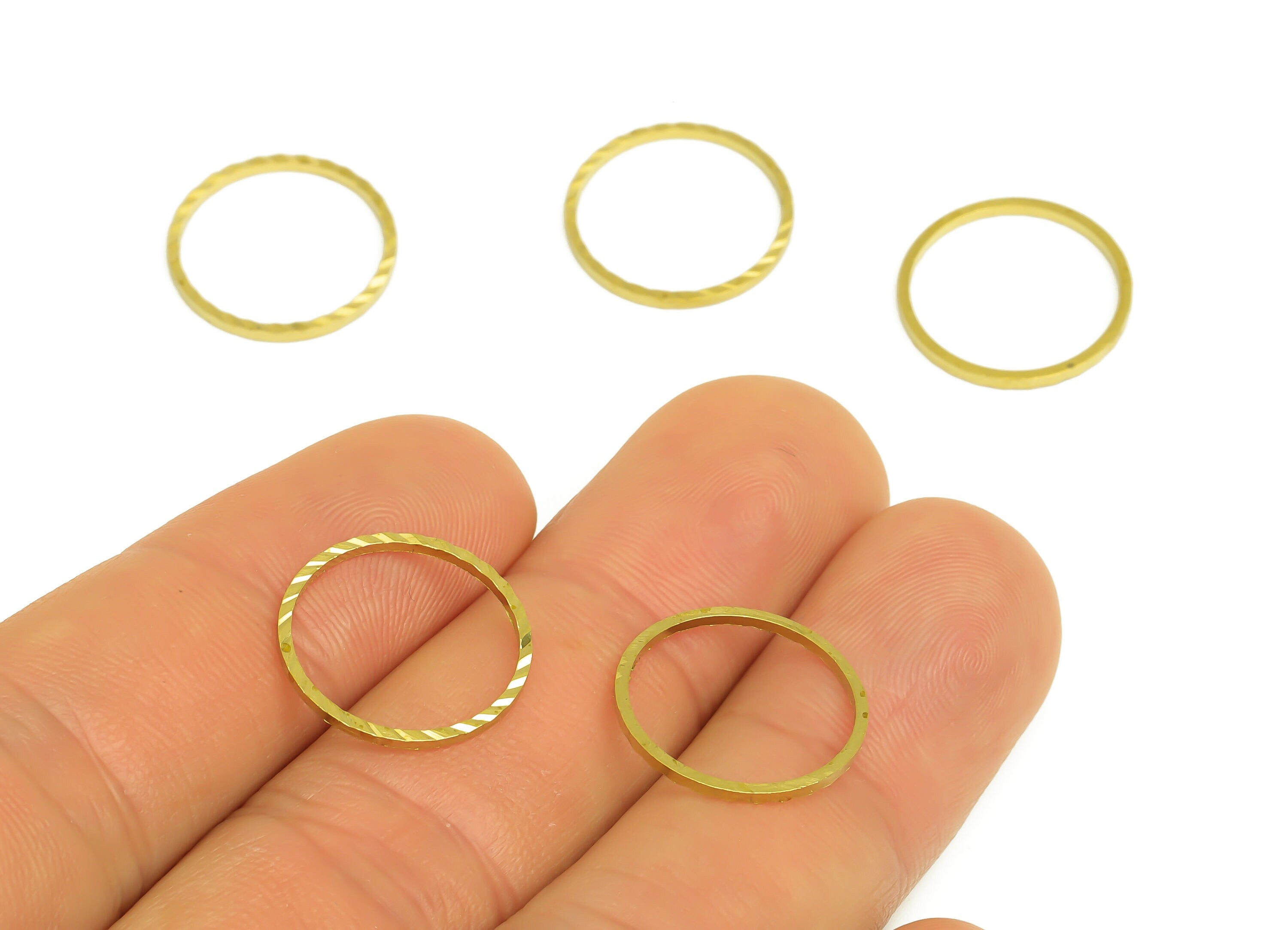 16mm Brass Round Charms - Raw Brass Ring Earring Charm - Brass Round Connector - Brass Textured Circle Earring Cham - 16x16x1mm - PP10361-16 - DOMEDBAZAAR
