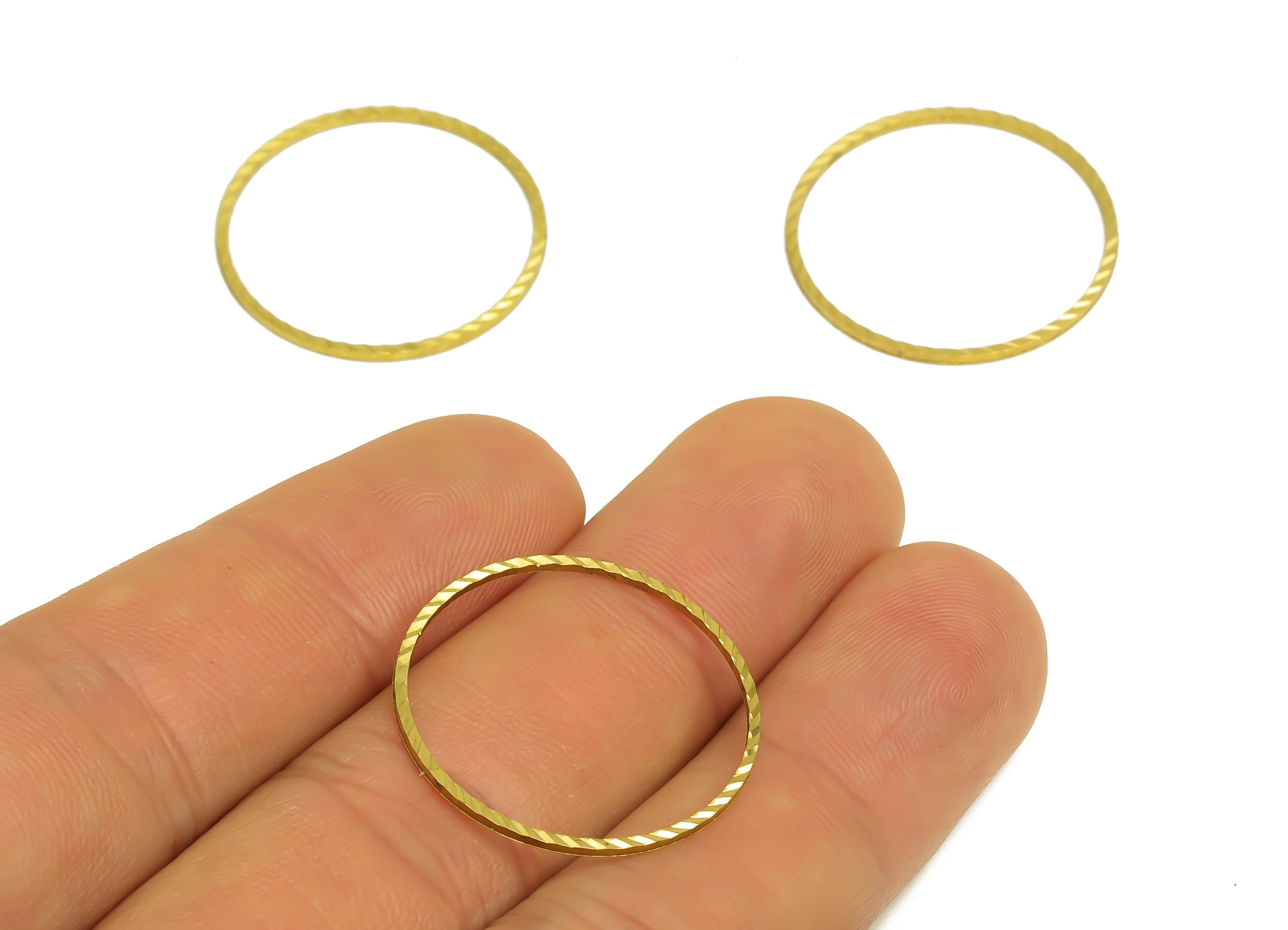 25mm Brass Round Charms - Raw Brass Circle Earring Charm - Brass Round Connector - Textured Geometry Earring Cham - 25x25x1mm - PP10361-25 - DOMEDBAZAAR