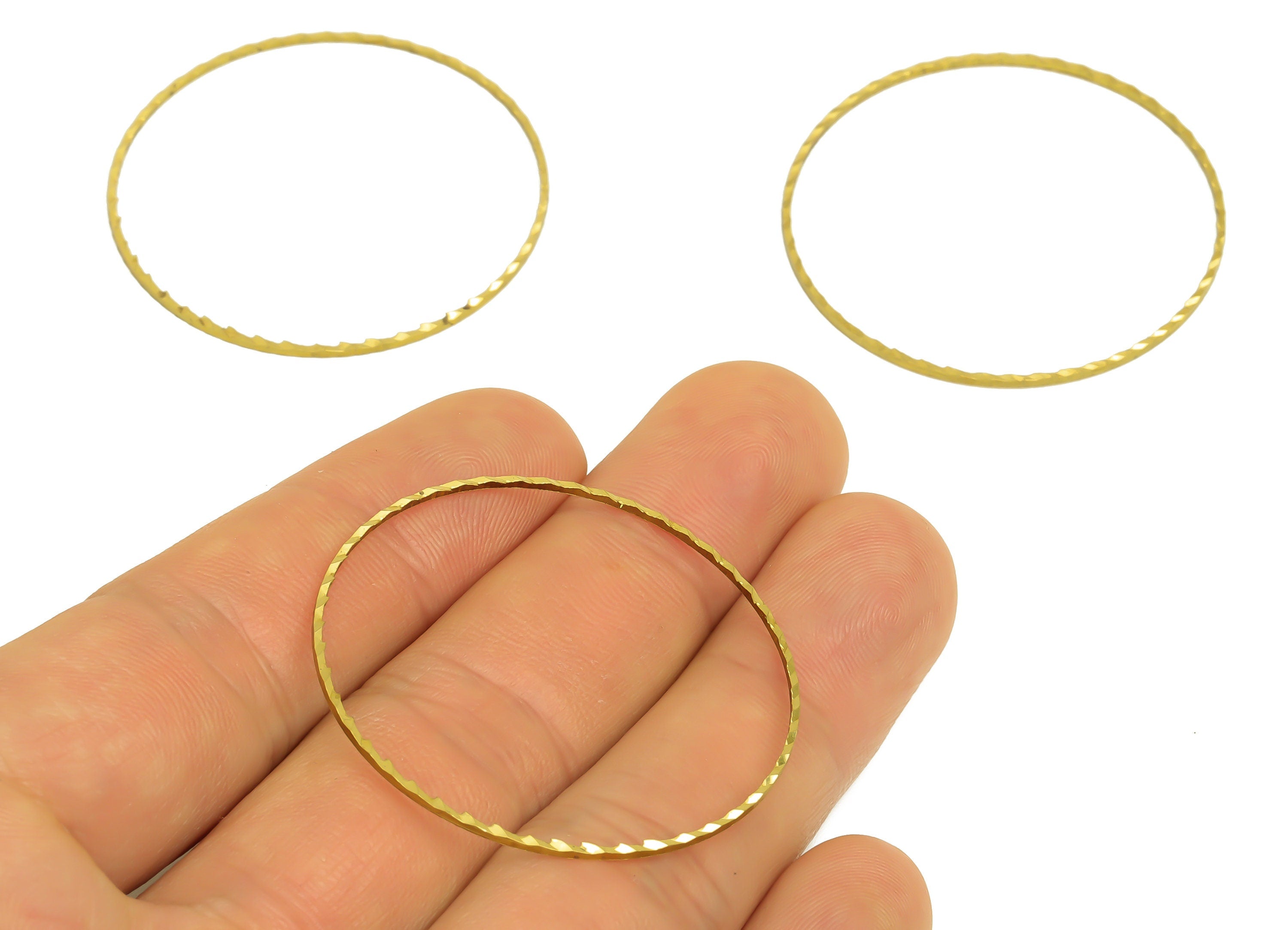 40mm Brass Round Charms - Raw Brass Circle Earring Charm - Brass Round Connector - Textured Geometry Earring Cham - 40x40x1.1mm - PP10361-40 - DOMEDBAZAAR