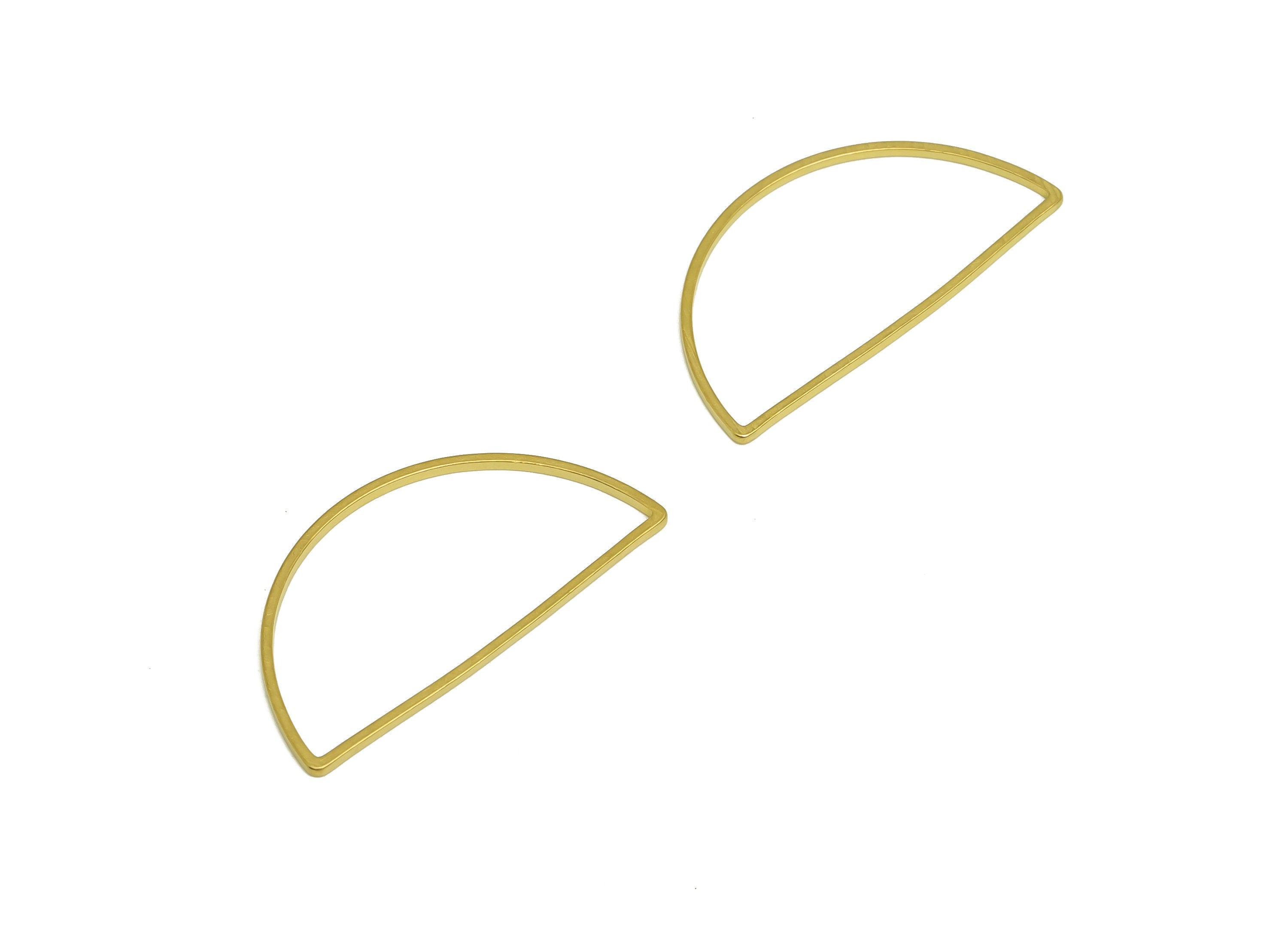15*30 Brass Semicircle Charms - Raw Brass Half Round Earring Connector - Brass Semicircle Wire Earring Charm - 30x15x0.93mm - PP10363-15*30 - DOMEDBAZAAR