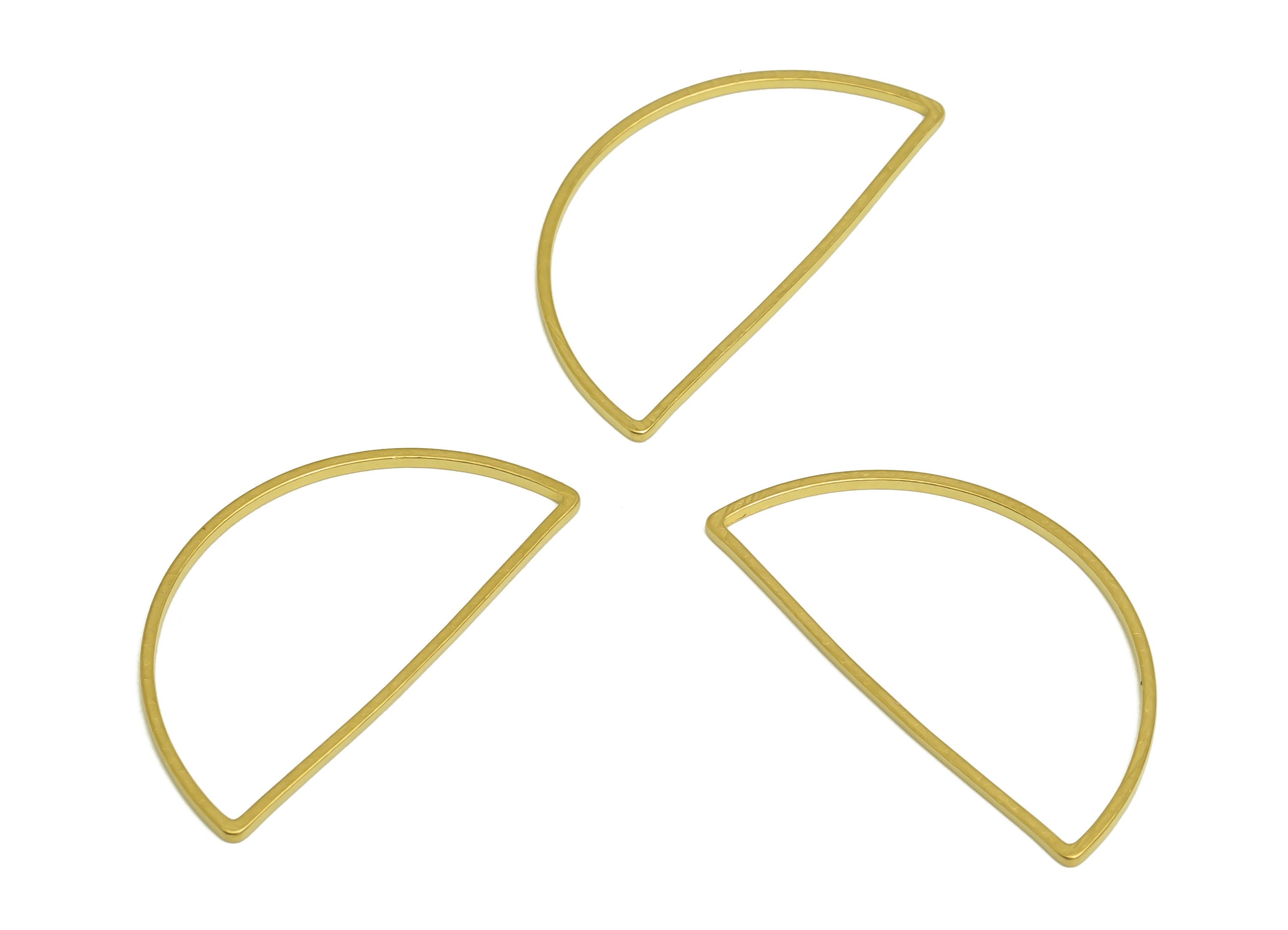 15*30 Brass Semicircle Charms - Raw Brass Half Round Earring Connector - Brass Semicircle Wire Earring Charm - 30x15x0.93mm - PP10363-15*30 - DOMEDBAZAAR