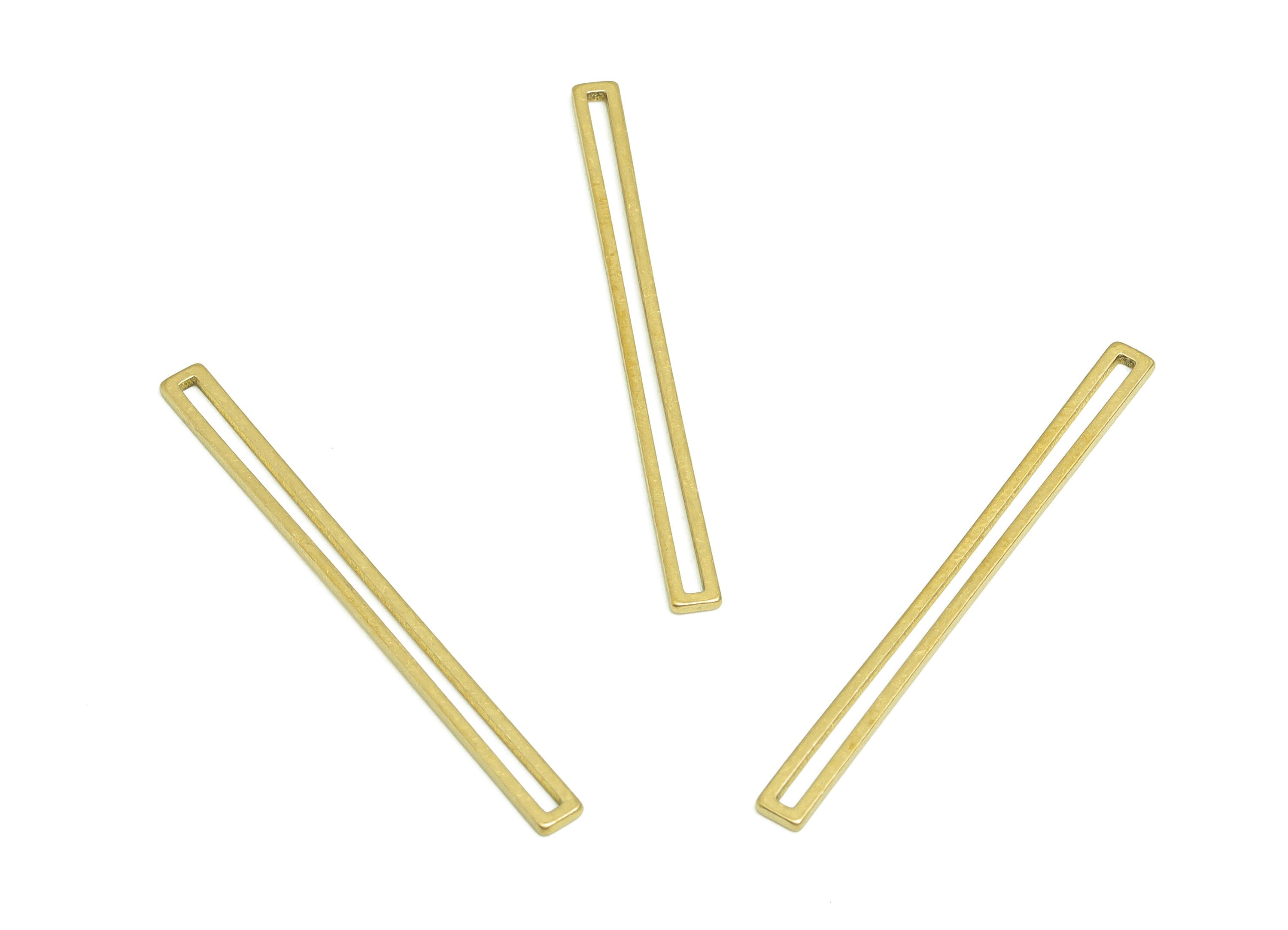 Brass Rectangle Charms - Raw Brass Stick Earring and Pendant - Brass Rectangle Bar Connectors - Jewelry Making Supplies - 40x3x1mm - PP10341 - DOMEDBAZAAR