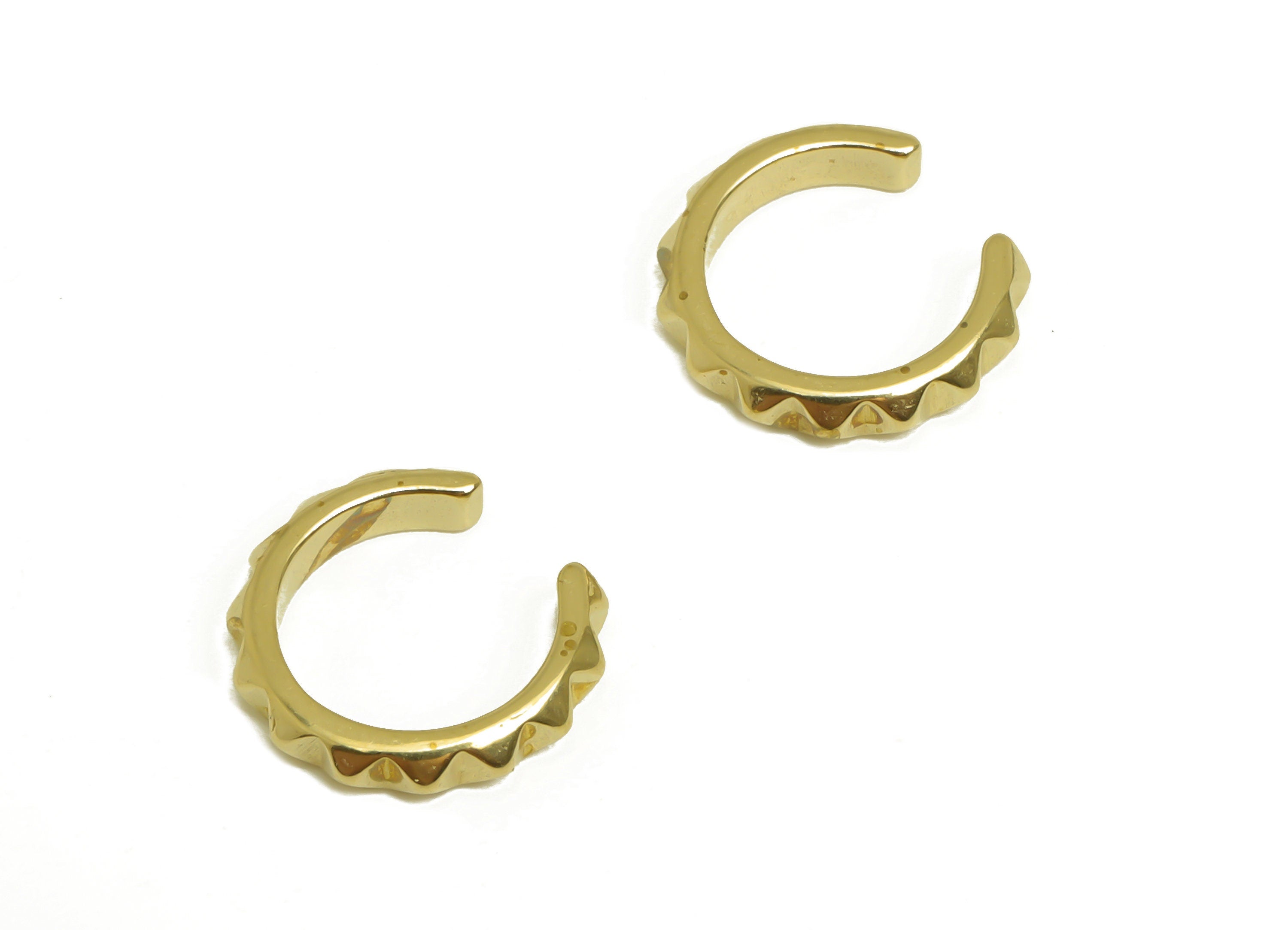 Brass Mini Open Round C Earring - Raw Brass Huggie Hoop Earring Clip - Textured Cuff Earring - Semicircle Ear Cuff - 12x11x2.4mm -PP10417 - DOMEDBAZAAR