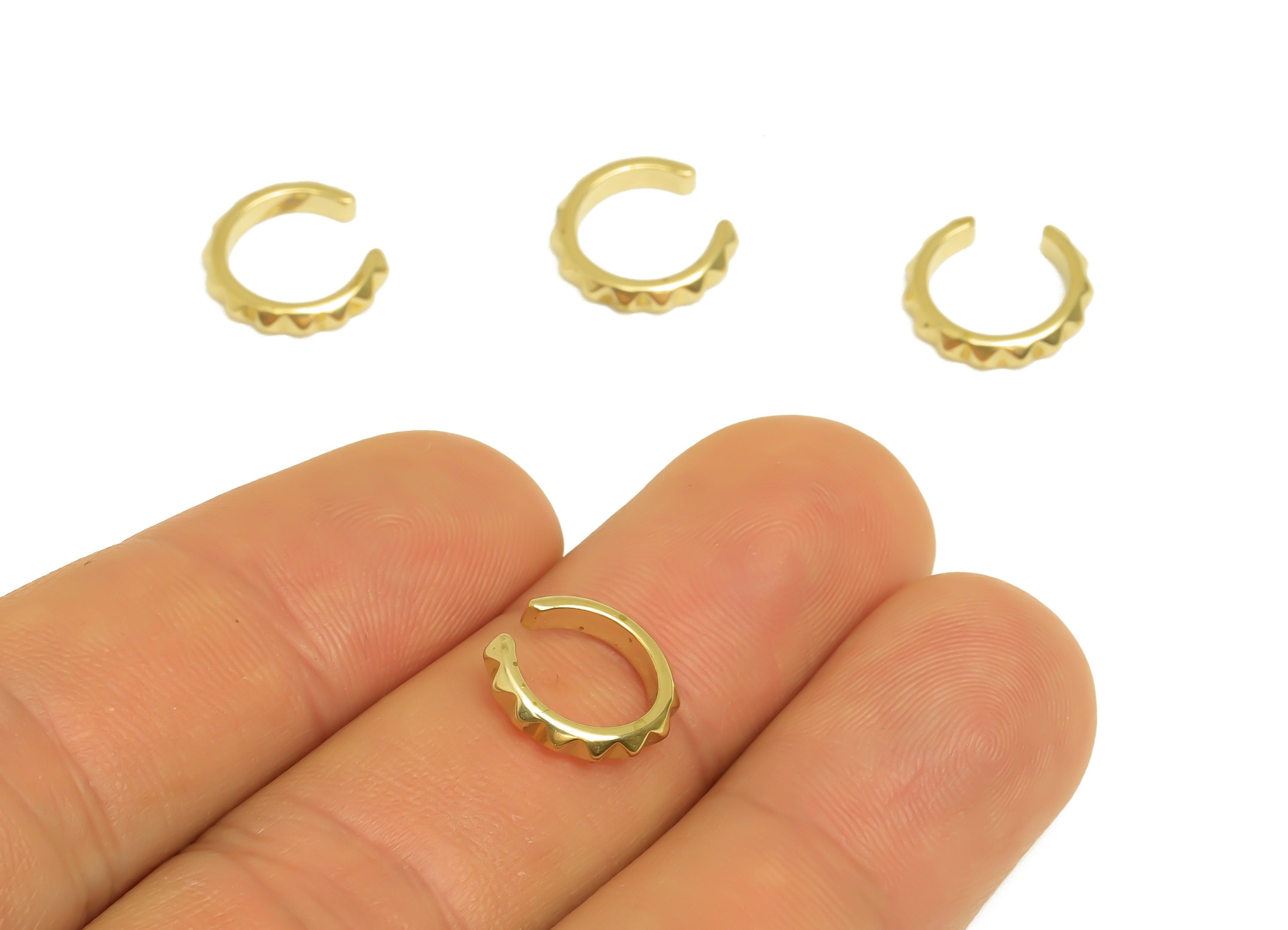 Brass Mini Open Round C Earring - Raw Brass Huggie Hoop Earring Clip - Textured Cuff Earring - Semicircle Ear Cuff - 12x11x2.4mm -PP10417 - DOMEDBAZAAR