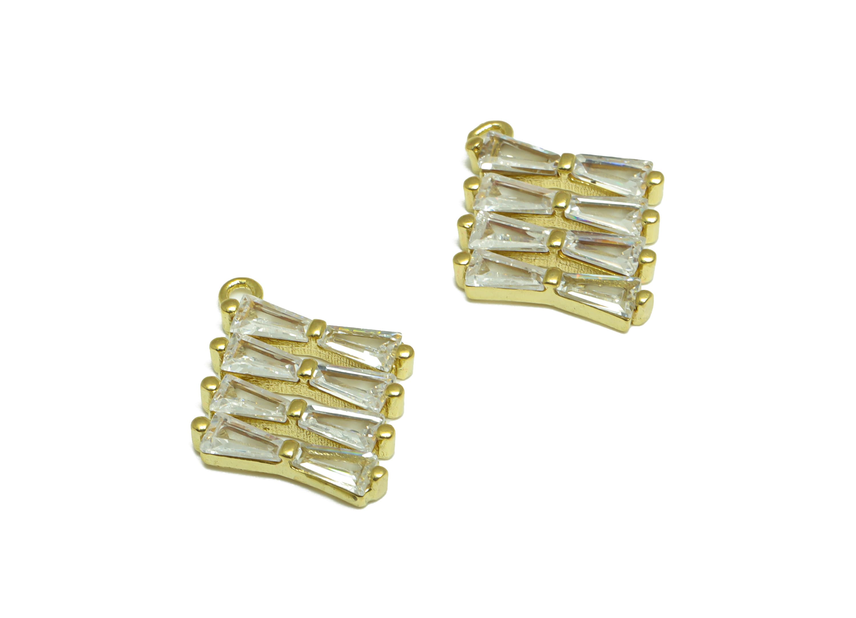 Brass CZ Diamond Earring Charm - Raw Brass Rhombic Cubic Zircon Earring Charm - Brass Diamond Pendant - 19x15x2.57mm - PP10107 - DOMEDBAZAAR