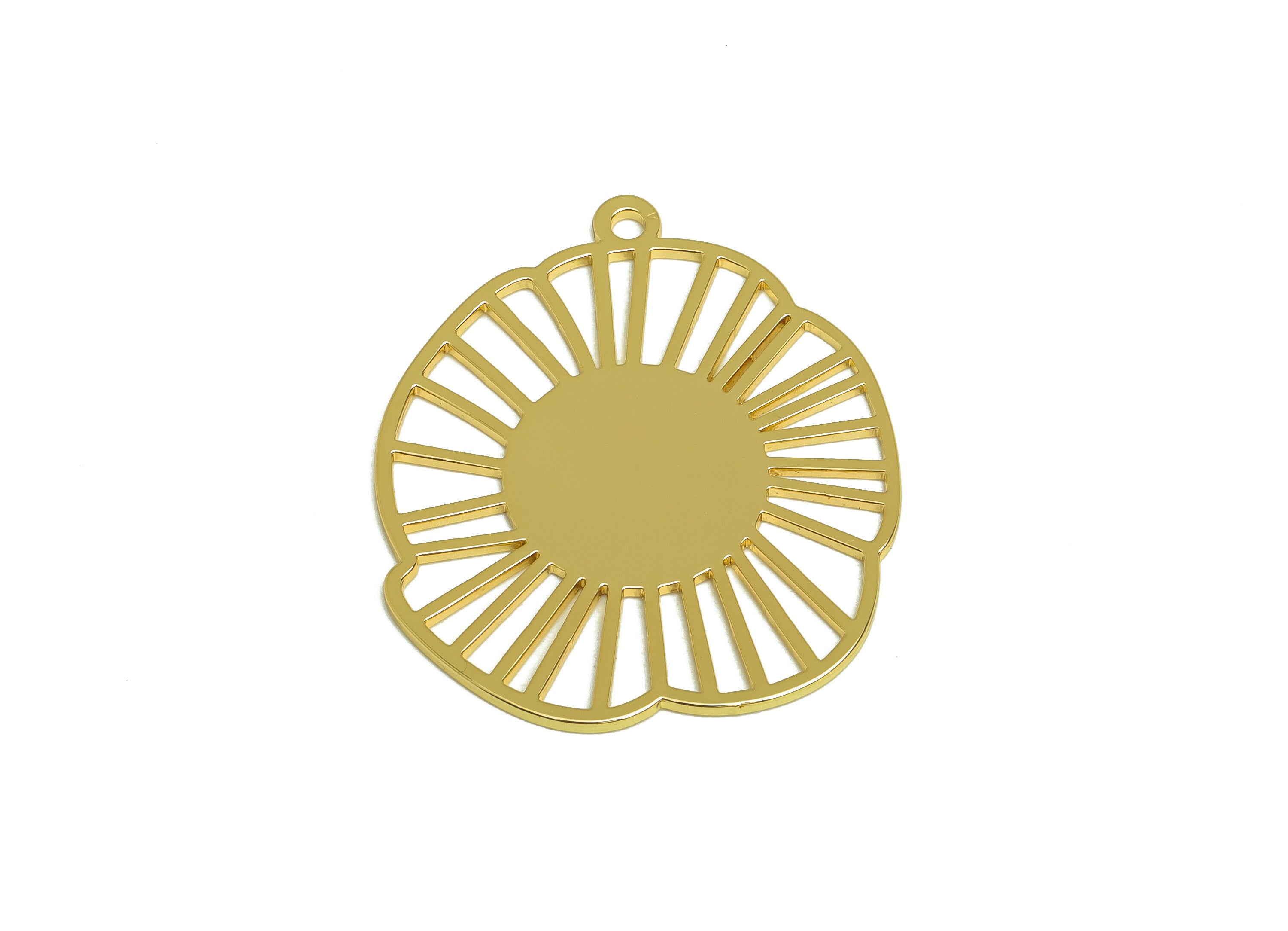 Brass Flower Earring Charms - Raw Brass Botanical Earring Charm - Brass Leaf Pendant - Kc Gold Tone Plating - 35x30x1mm - PP10456 - DOMEDBAZAAR