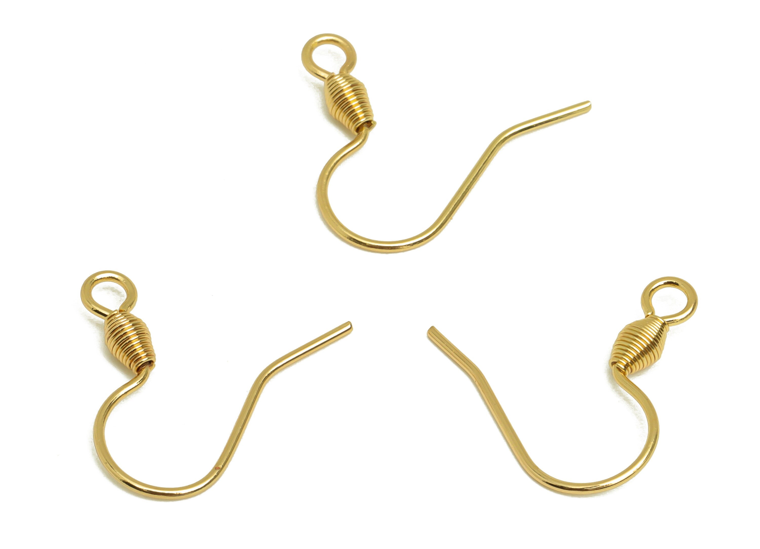 Stainless Steel Earrings Hooks - Open Loop Earrings Wires - Earrings Wires Findings - Gold Tone Vacuum Plating - 17.6x17x2.9mm - PP10460 - DOMEDBAZAAR