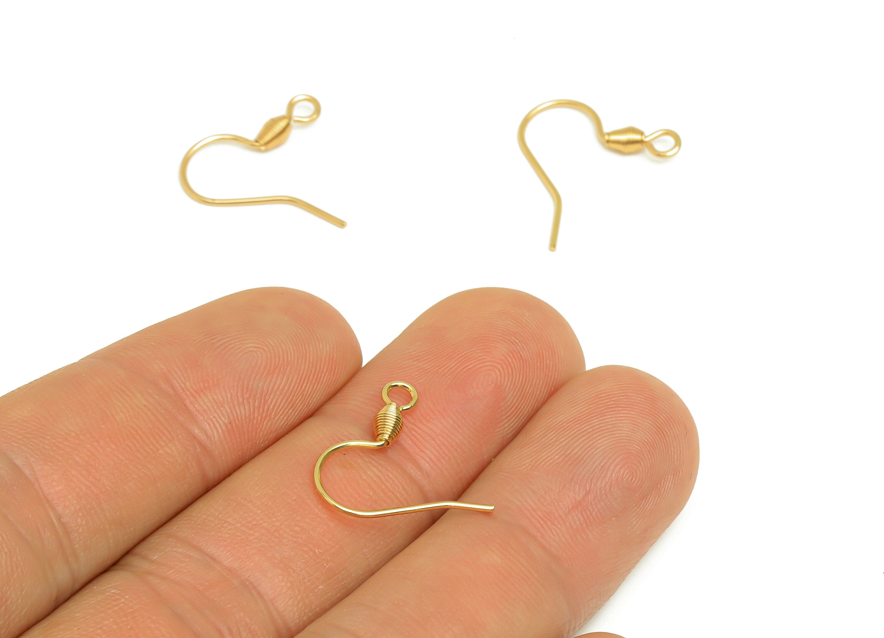 Stainless Steel Earrings Hooks - Open Loop Earrings Wires - Earrings Wires Findings - Gold Tone Vacuum Plating - 17.6x17x2.9mm - PP10460 - DOMEDBAZAAR