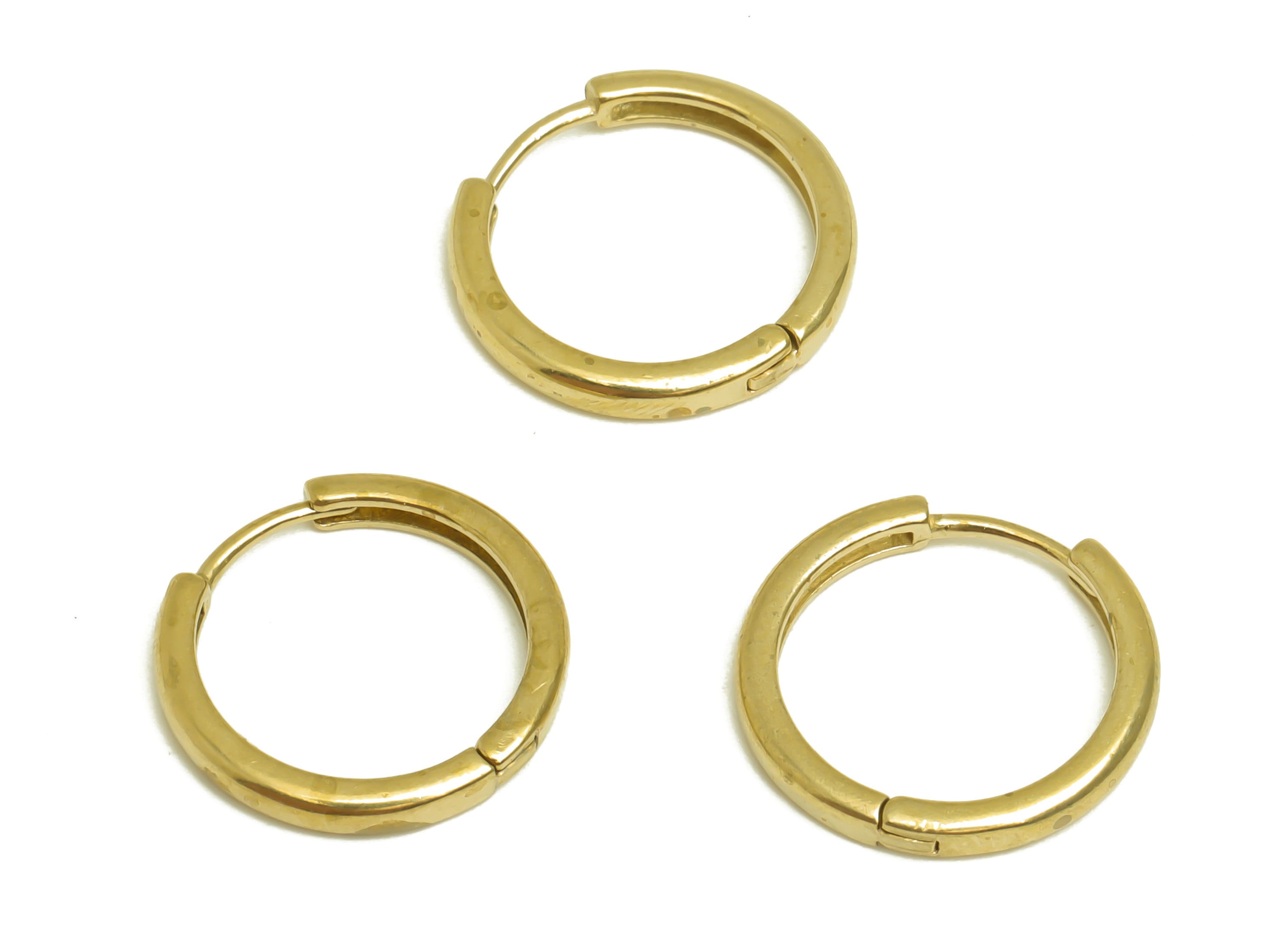 Brass Round Huggie Hoop Earrings - Raw Brass Circle Hoop Earrings - Brass Minimalist Huggie Hoop Earrings Clasps - 17x16x2.4mm - PP10434 - DOMEDBAZAAR