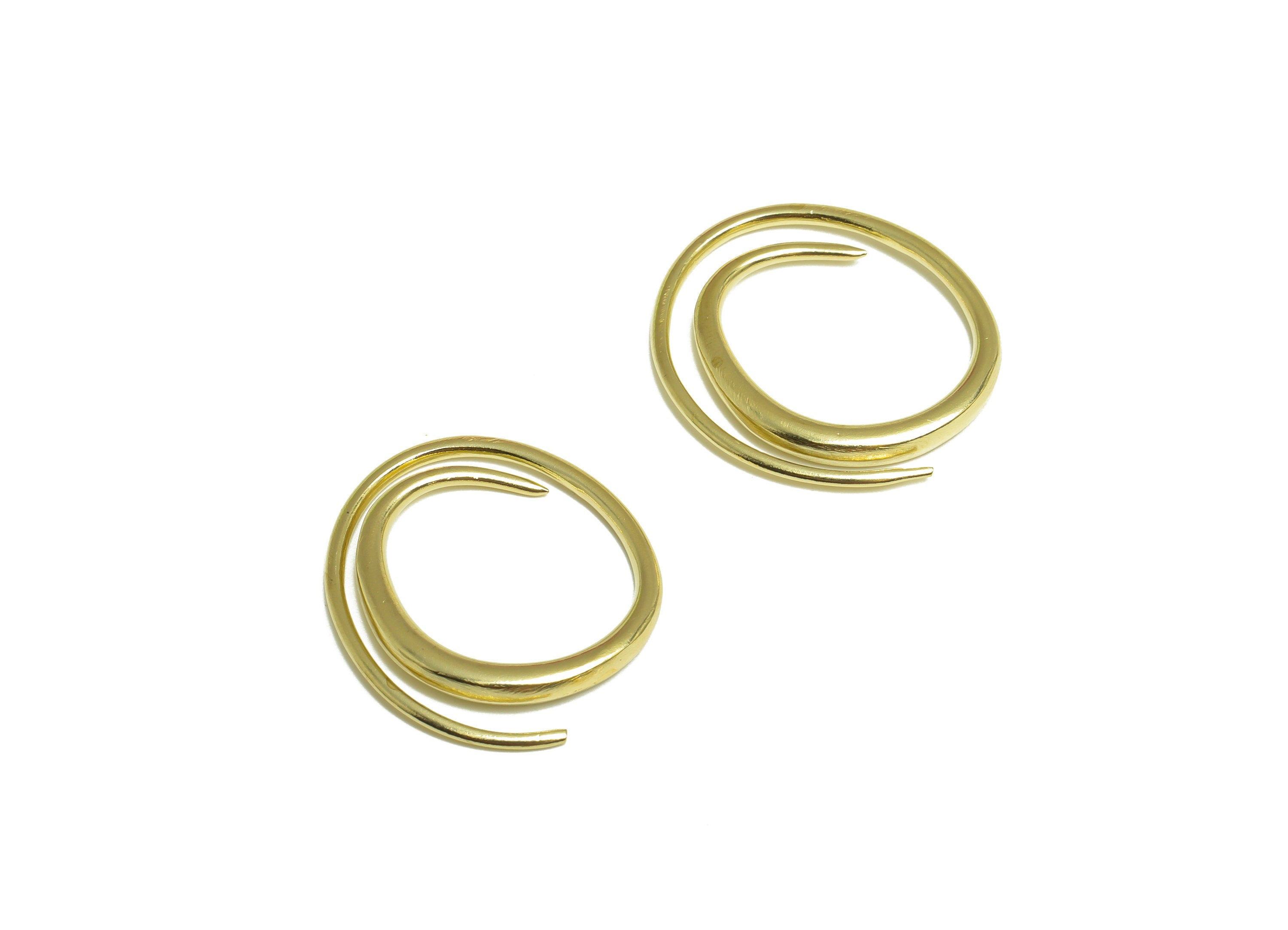 Brass Wire Earring Charm - Raw Brass Snail Earring Charm - Brass Snail Wire Earring Charm - Earring Finding - 25.4x23x2.74mm - PP10096 - DOMEDBAZAAR