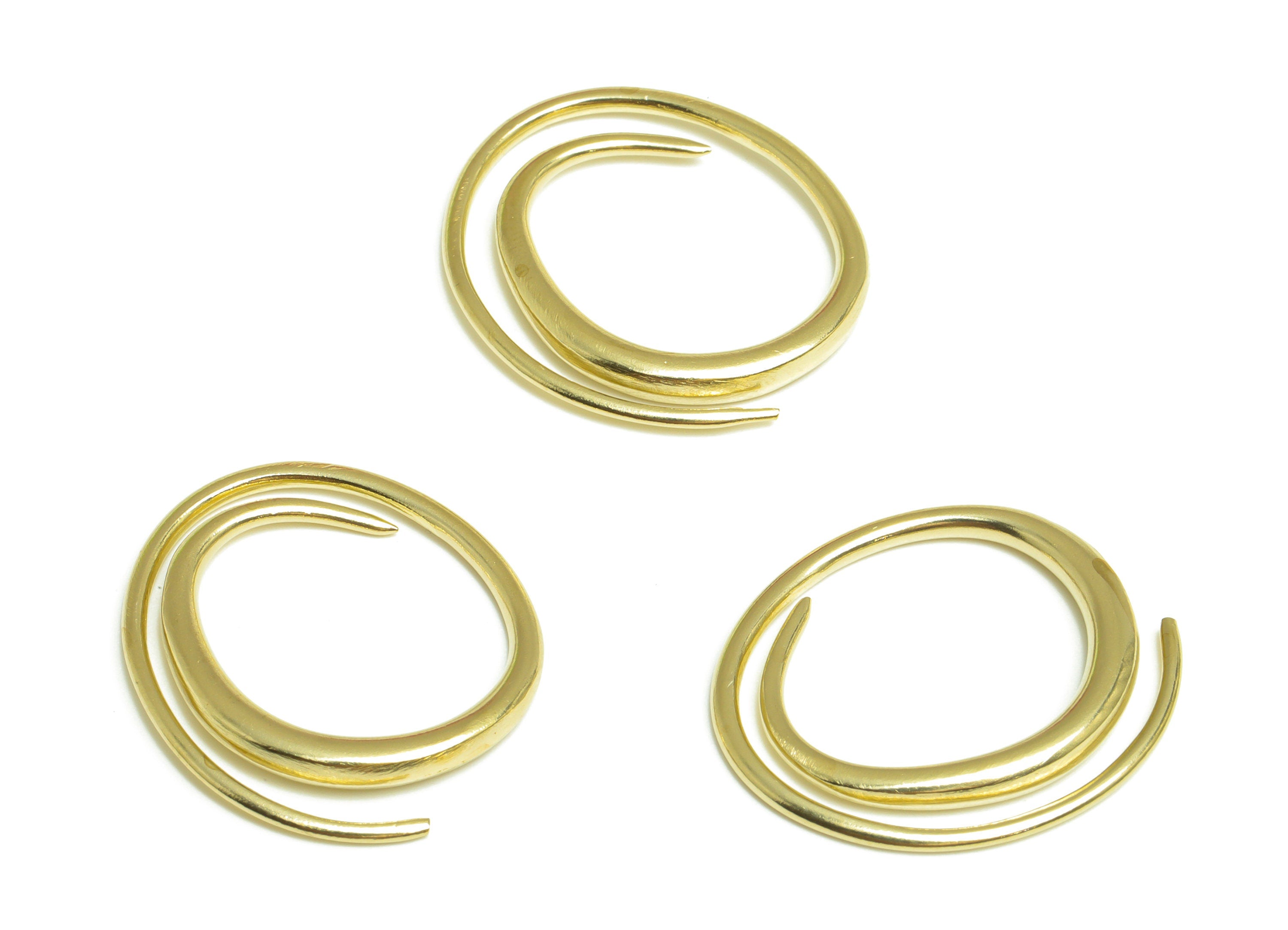 Brass Wire Earring Charm - Raw Brass Snail Earring Charm - Brass Snail Wire Earring Charm - Earring Finding - 25.4x23x2.74mm - PP10096 - DOMEDBAZAAR