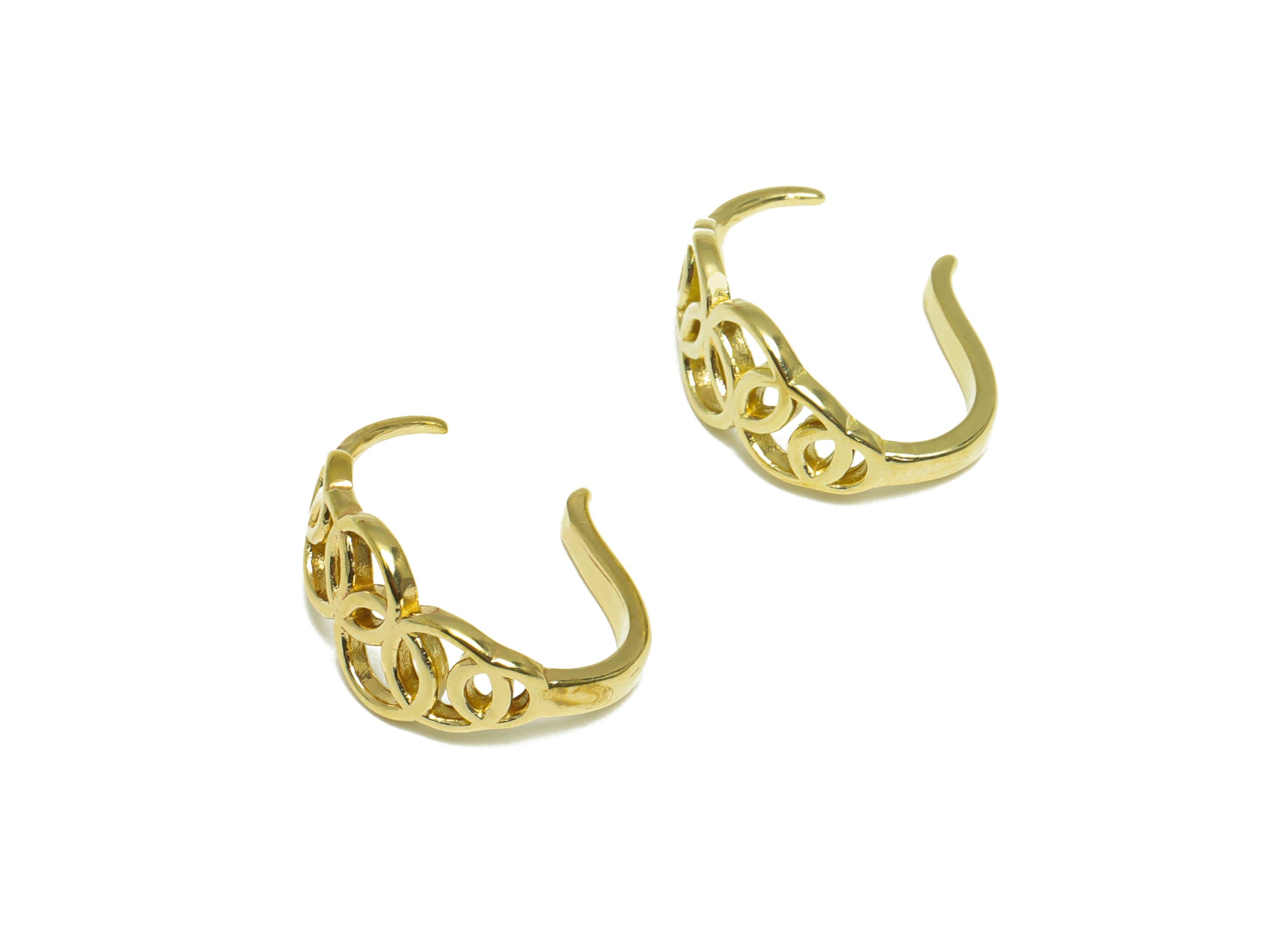Brass Round Ear Wires Earring - Raw Brass Link Circle Ear Hook - Brass Pattern Wire Hook Earring - Wire Hook Earring - 17.6x14x8mm - PP10114 - DOMEDBAZAAR