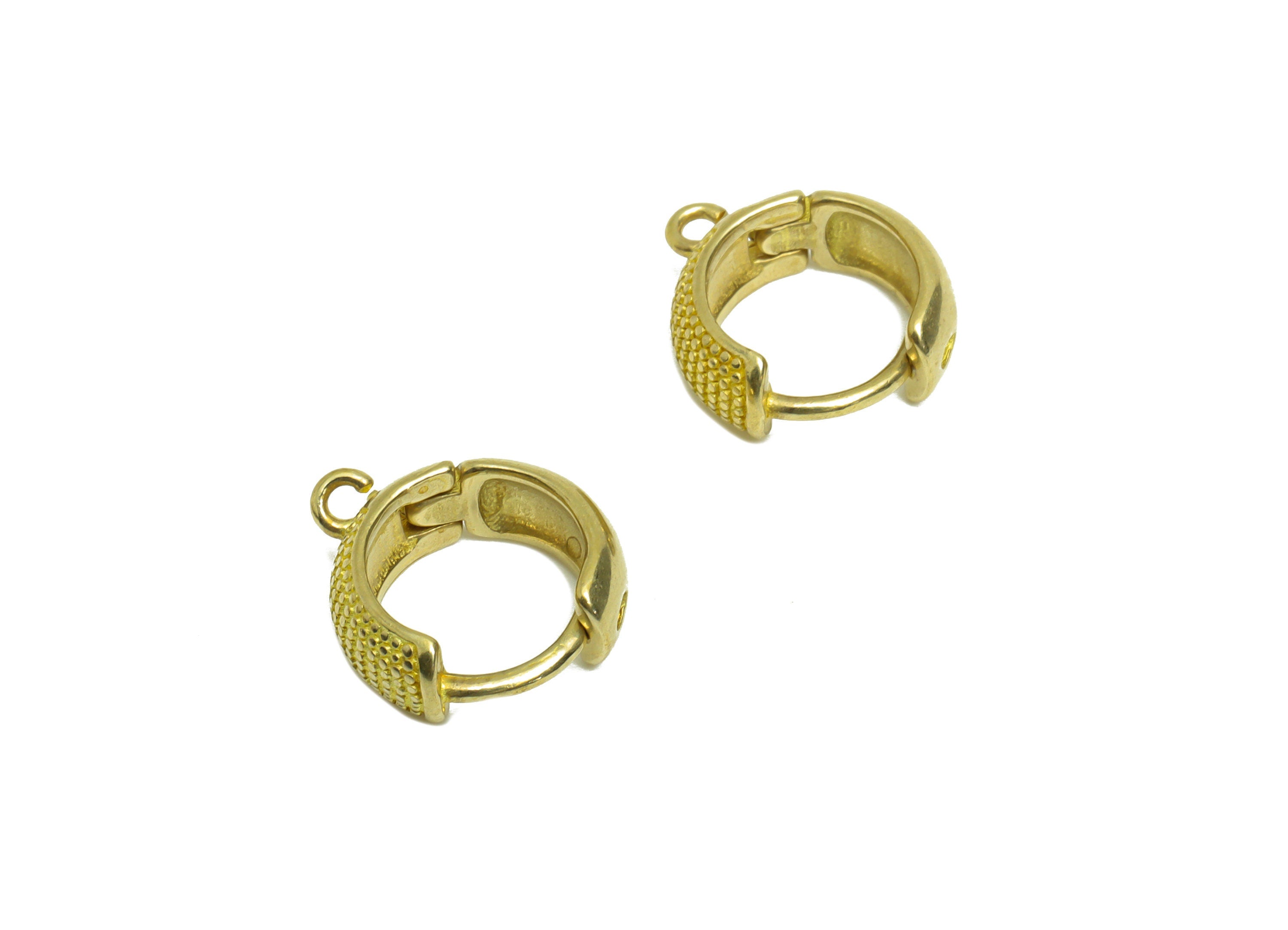 Brass Thick Huggie Hoop Earring - Raw Brass Textured Hoop Huggie Earring With Loop - Brass Round Huggie Hoop Earring - 14x12x4.9mm - PP10334 - DOMEDBAZAAR