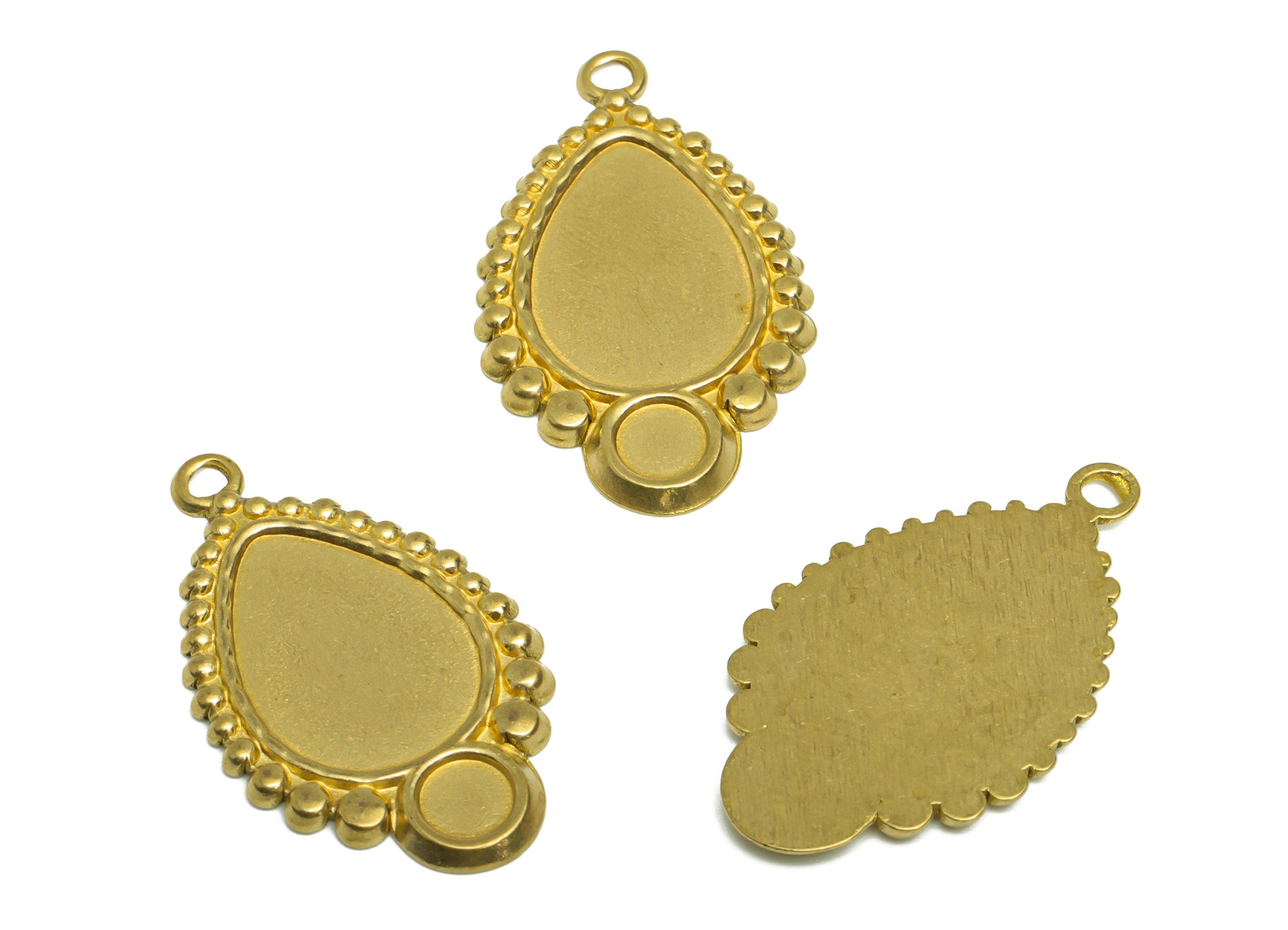 Brass Teardrop Pendant - Raw Brass Vintage Frame Looking Earring Charm - Brass Vintage Pendant For Diamond - 32x19x1.75mm - PP10321 - DOMEDBAZAAR