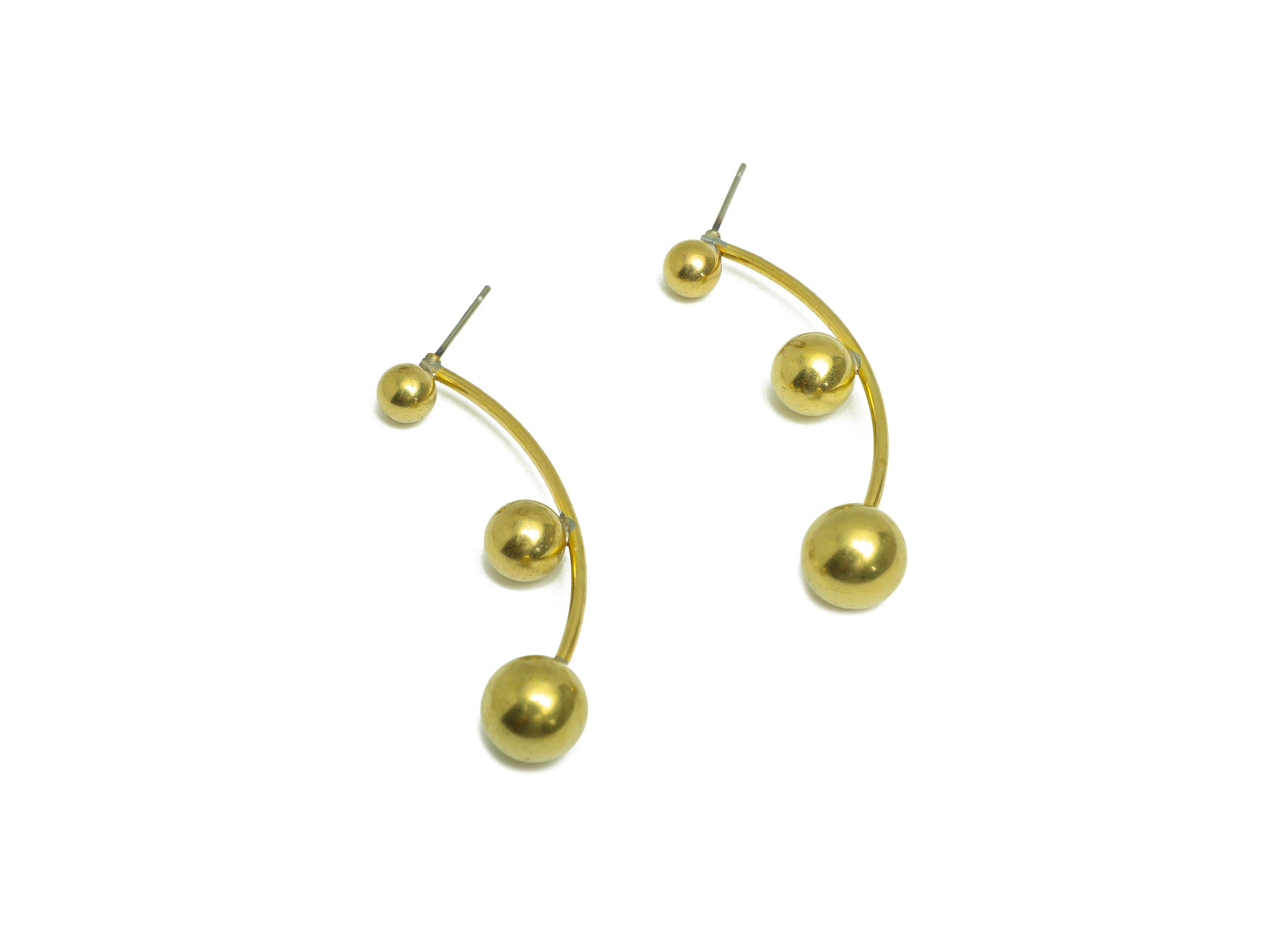 Brass Ball Earring Post - Raw Brass Bent Wire Ball Earring Post - Brass Wire Ball Earring Post - Brass Steel Stud - 54x9.7x9.7mm - PP10384 - DOMEDBAZAAR