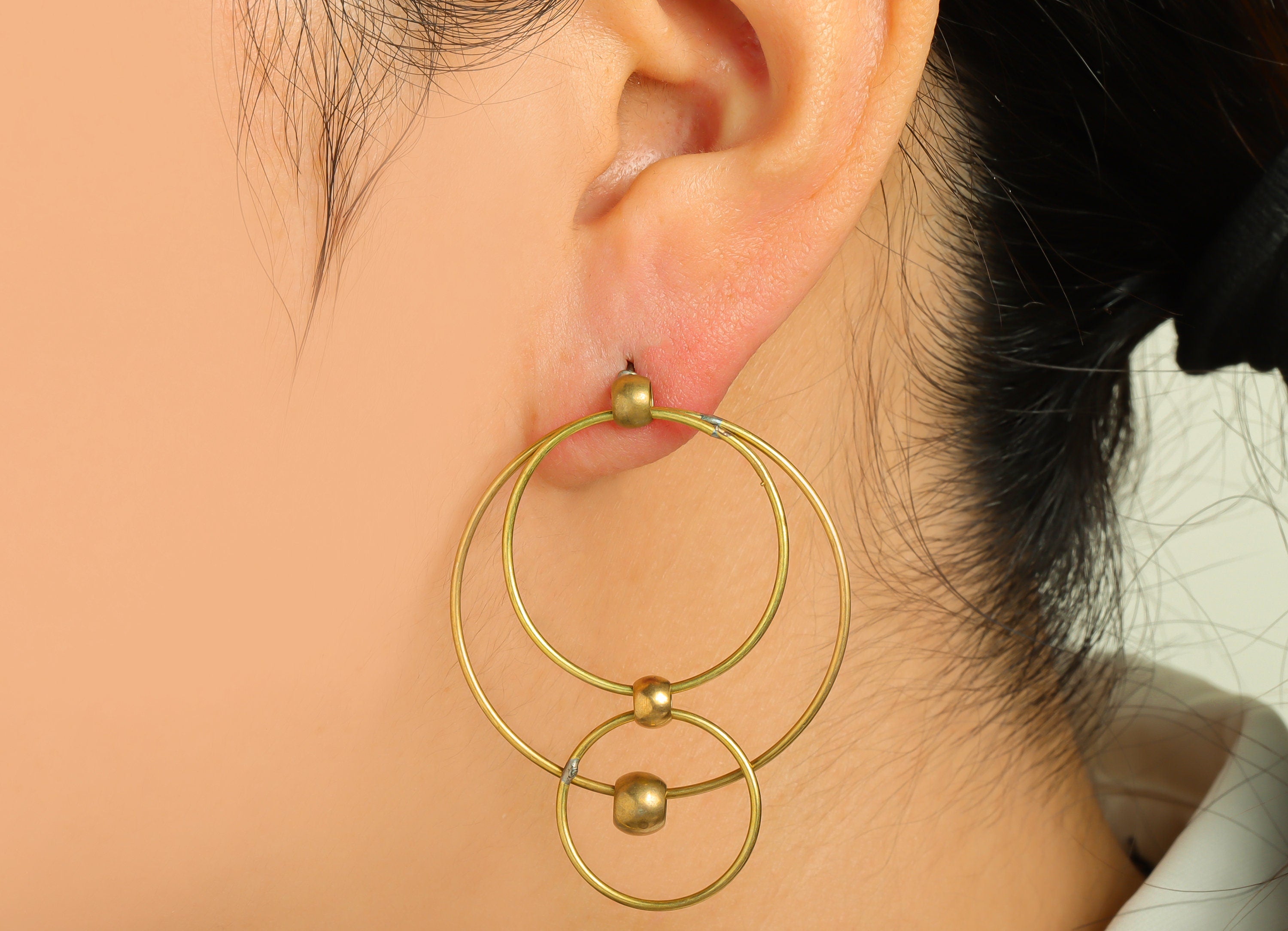 Brass Round Earring Post - Raw Brass Dangle Bead Earring Stud - Brass Interlock Dangle Earring Post - Brass Steel Post - 118x6x2mm - PP10380 - DOMEDBAZAAR