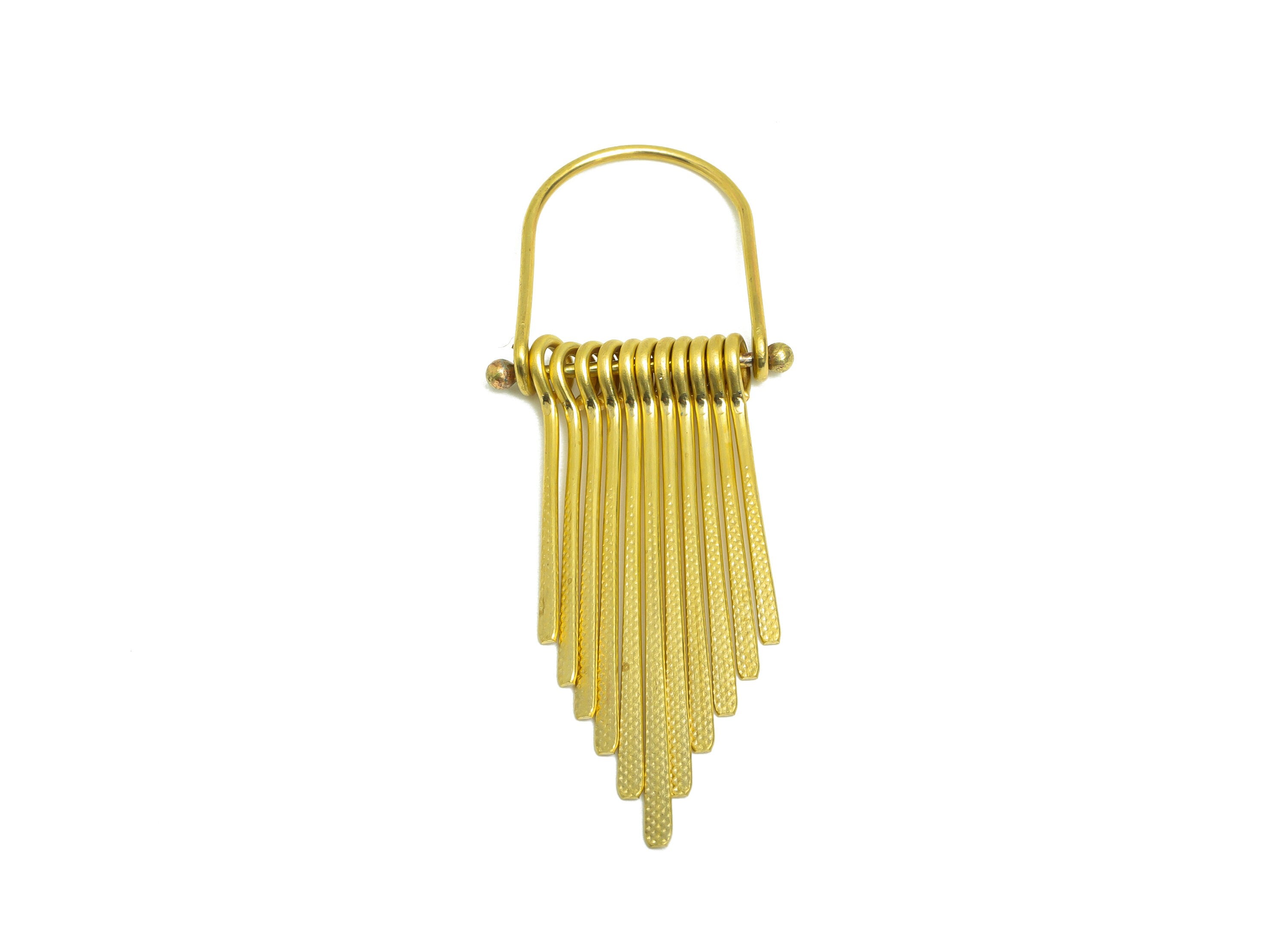 Domed Wire Tassel Earring Charm - Hammered Wire Earring Charm - Domed Fringe Oval Earring Tassel - Dangle Charm - 65x24x5.3mm - PP10433 - DOMEDBAZAAR