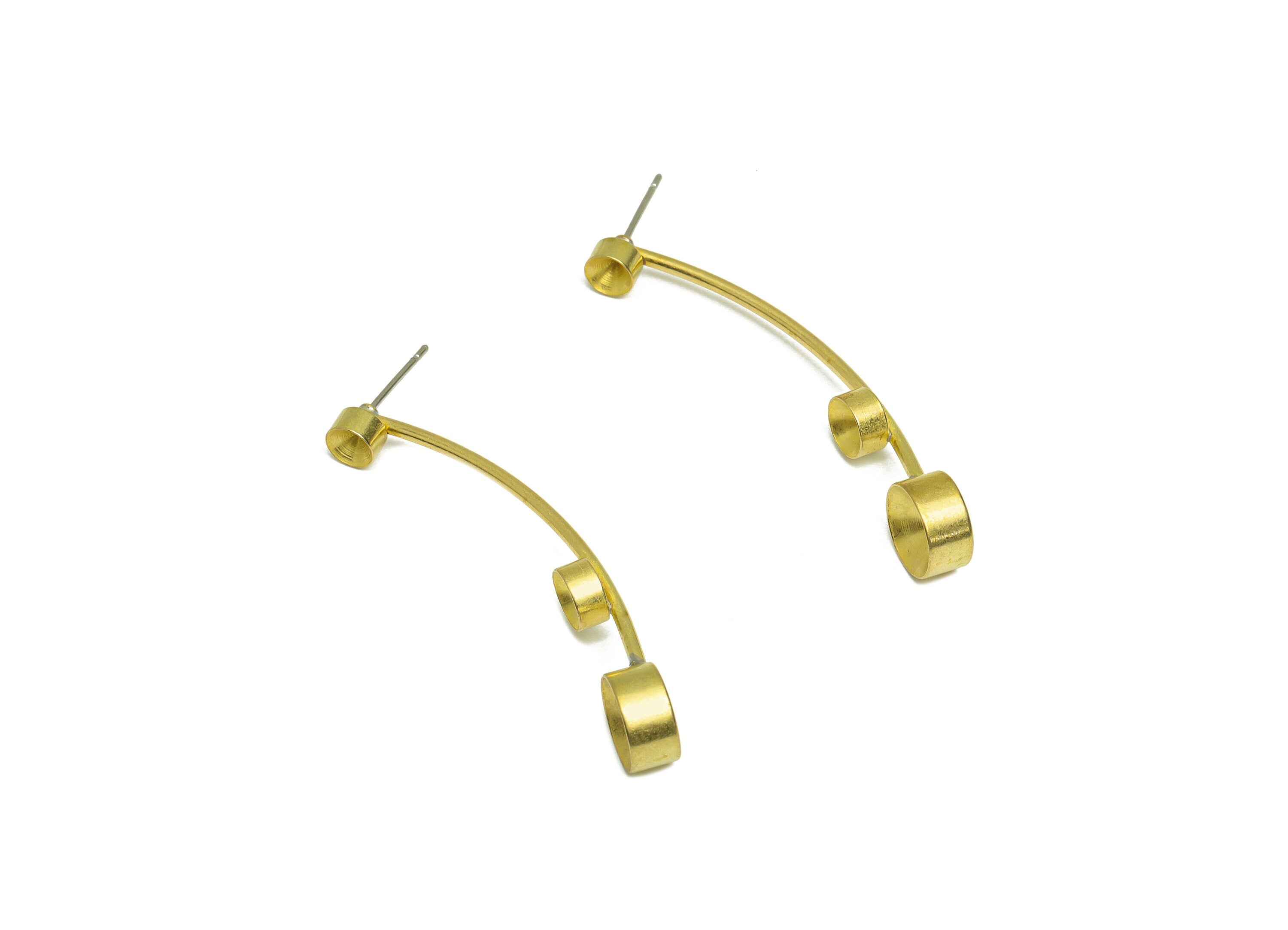 Brass Stick Earring Post - Raw Brass Bent Wire Bead Earring Post - Brass Wire Earring Post For Diamond - Brass Steel Stud - 50x8x4mm-PP10383 - DOMEDBAZAAR