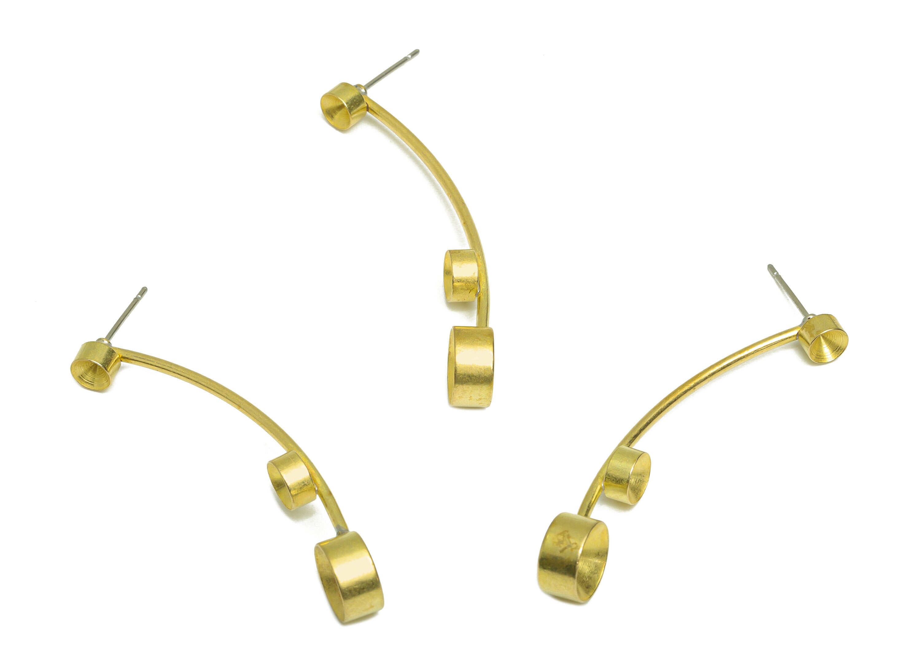 Brass Stick Earring Post - Raw Brass Bent Wire Bead Earring Post - Brass Wire Earring Post For Diamond - Brass Steel Stud - 50x8x4mm-PP10383 - DOMEDBAZAAR