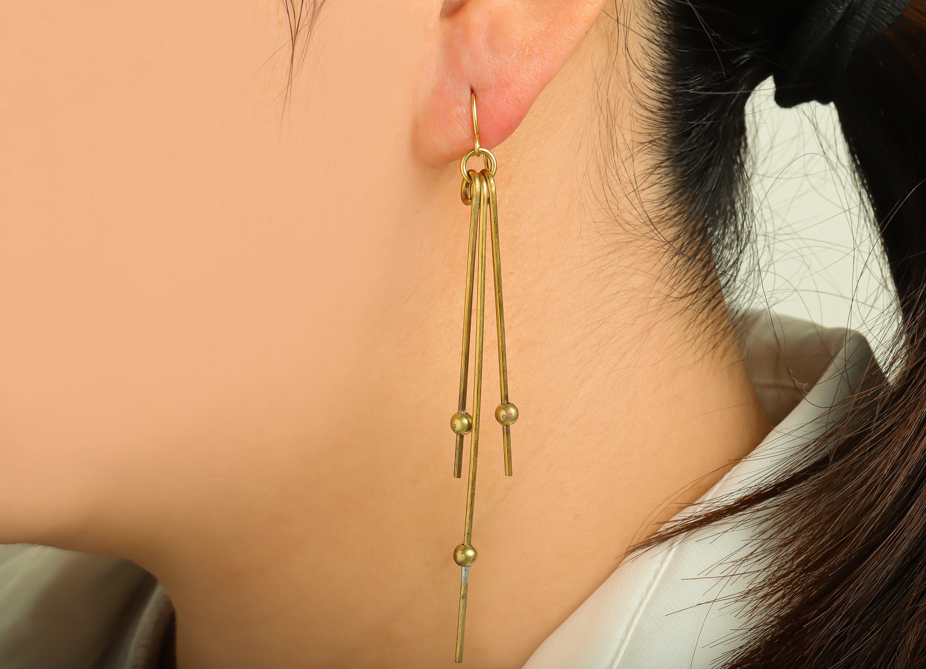 Brass Stick Wire Ear Wire - Brass Bar Bead Earring Hook - Brass Stick Earring Hook - Brass Stick Tassel Hook Earring - 100x8x1.2mm - PP10410 - DOMEDBAZAAR