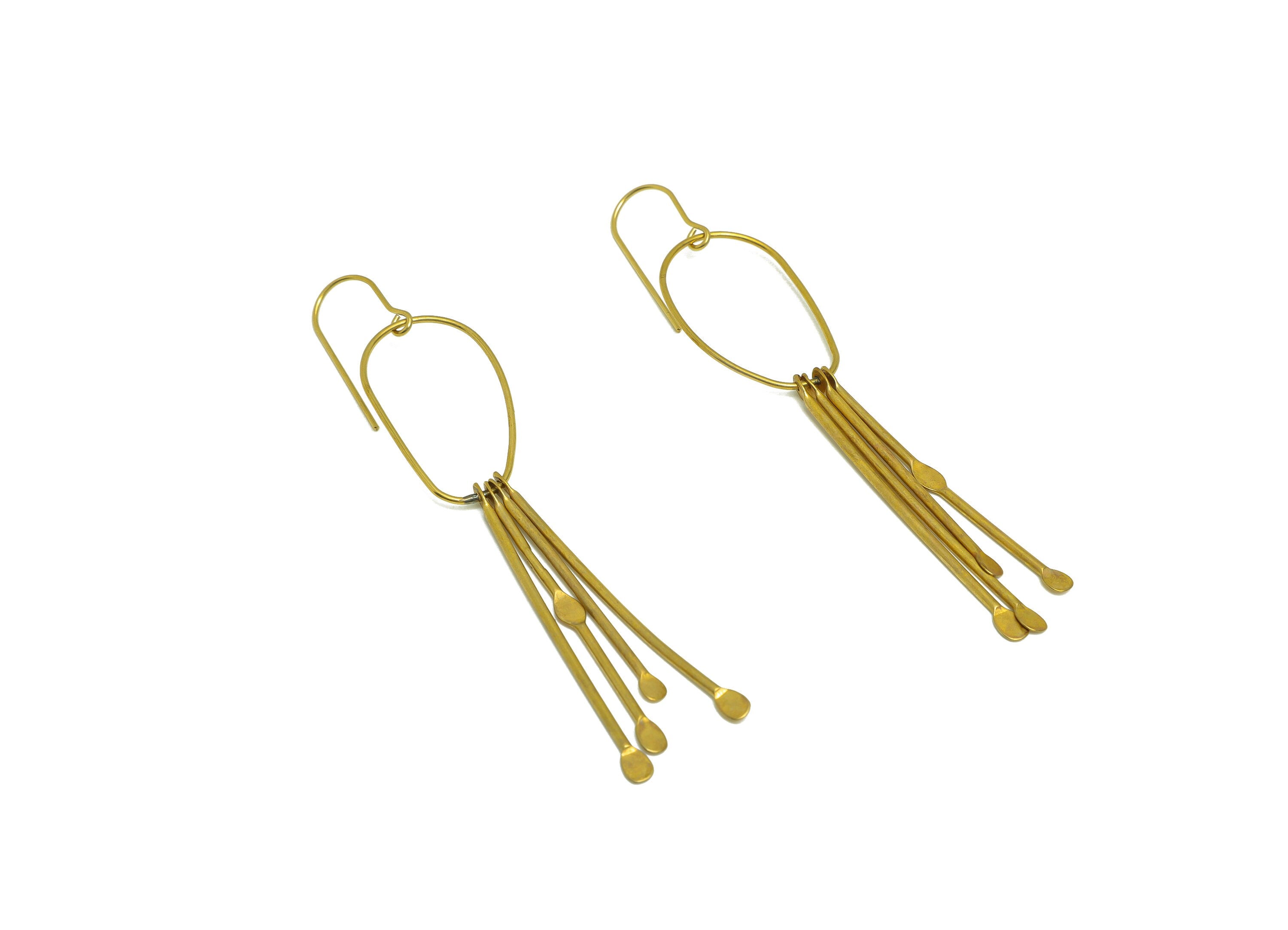 Brass Stick Wire Ear Wire - Brass Tassel Earring Hook - Brass Hammered Earring Hook - Brass Tassel Dangle Hook Earring - 91x20x1mm - PP10404 - DOMEDBAZAAR