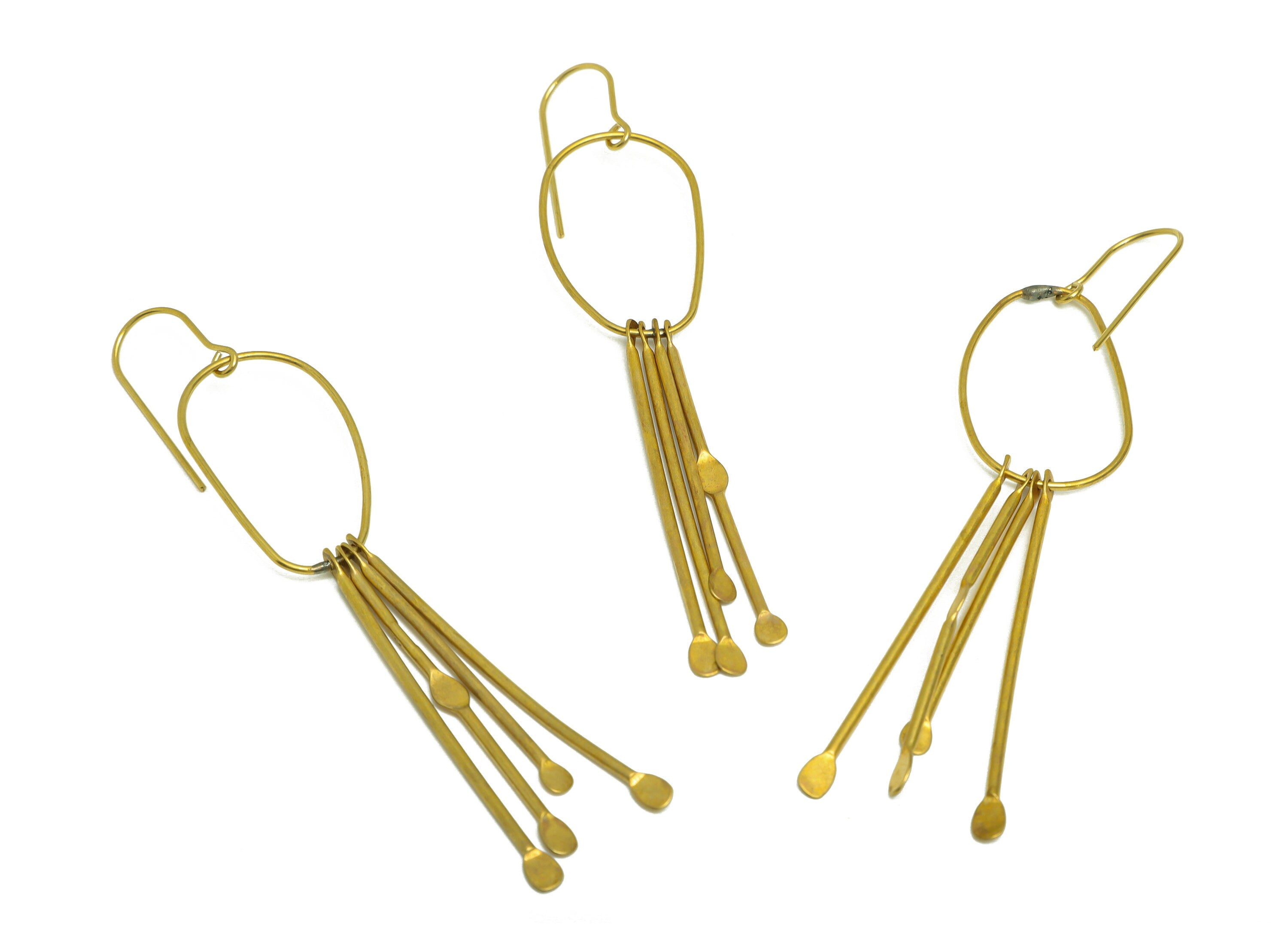 Brass Stick Wire Ear Wire - Brass Tassel Earring Hook - Brass Hammered Earring Hook - Brass Tassel Dangle Hook Earring - 91x20x1mm - PP10404 - DOMEDBAZAAR