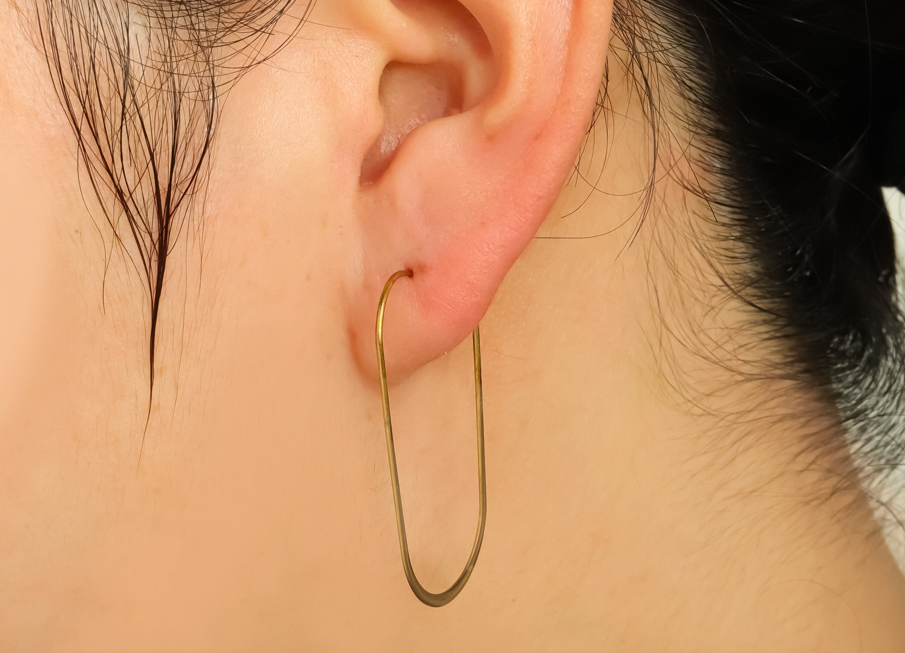 40mm Brass Oval Wire Hoop Earring - Raw Brass Hammered Geometry Wire Earring - Brass Hammered Ear Wire Hoop - 40x20x0.8mm - PP10374-40 - DOMEDBAZAAR