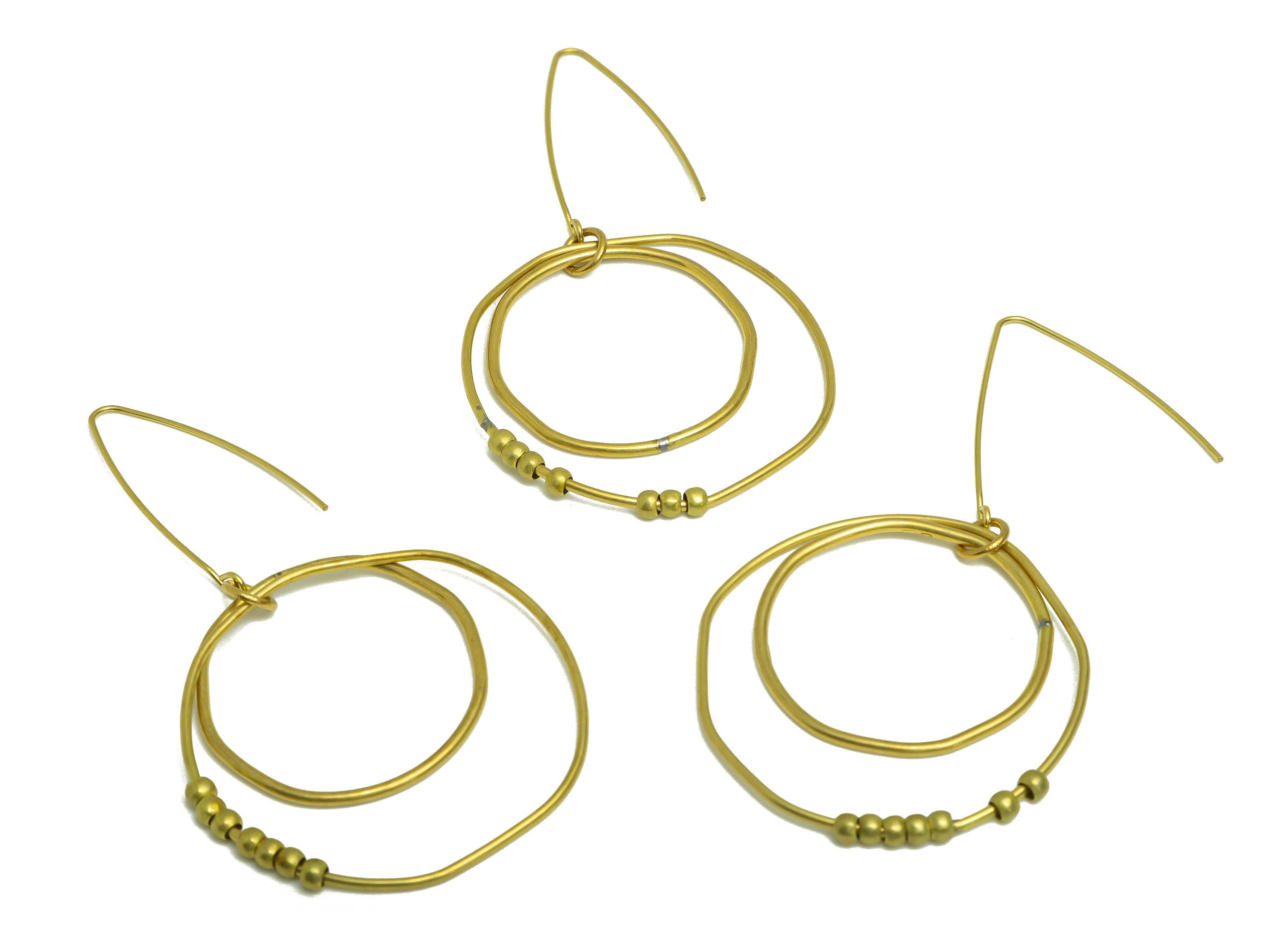 Brass Interlock Ear Wire - Brass Dangle Beaded Earring Hook - Brass Round Earring Hook - Brass Dangle Hook Earring - 74x40x3mm - PP10404 - DOMEDBAZAAR