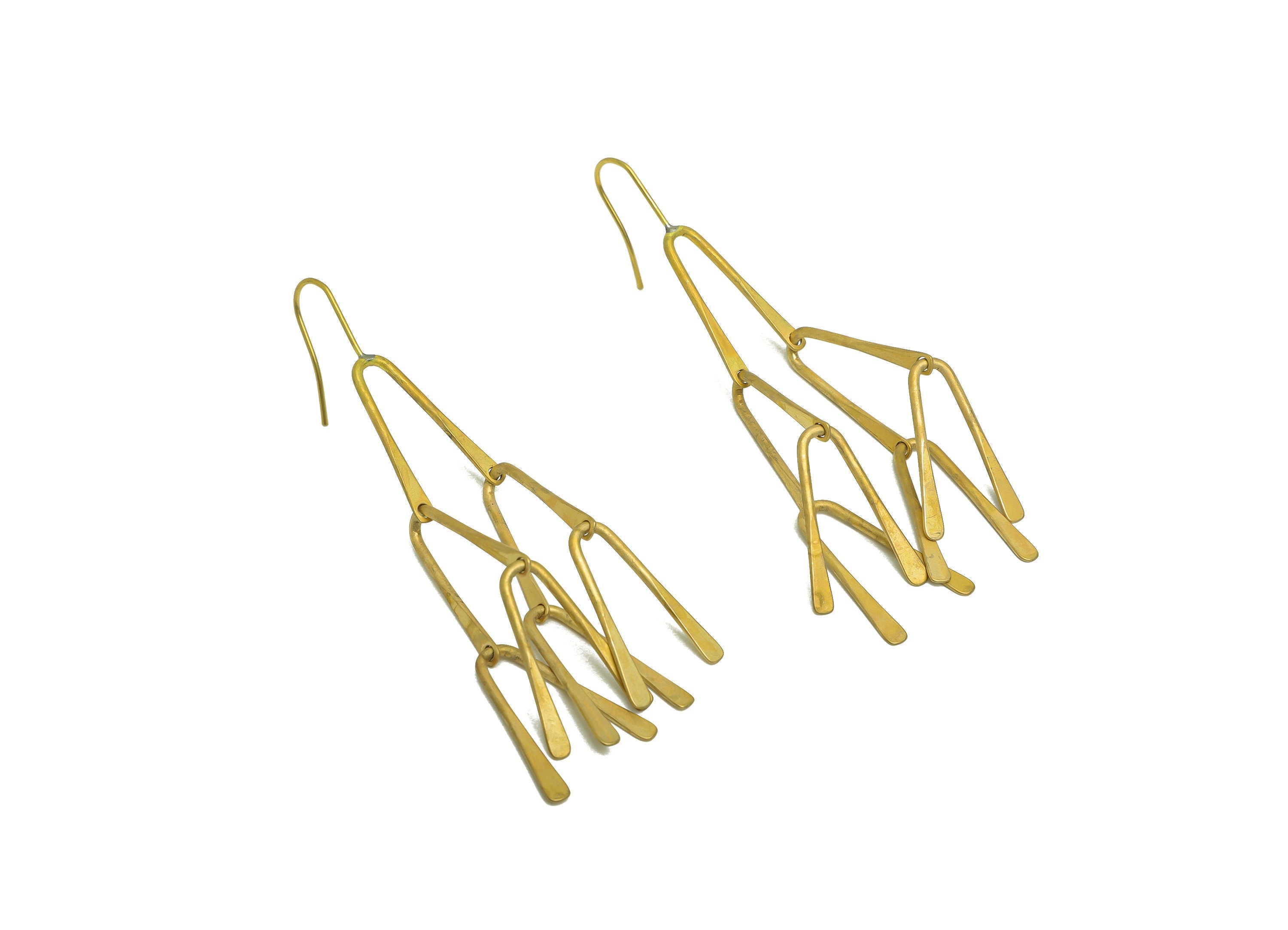 Brass Interlock Ear Wire - Brass Dangle Hammered Earring Hook - Brass Horn Earring Hook - Brass Dangle Hook Earring - 82x14x1.5mm - PP10403 - DOMEDBAZAAR
