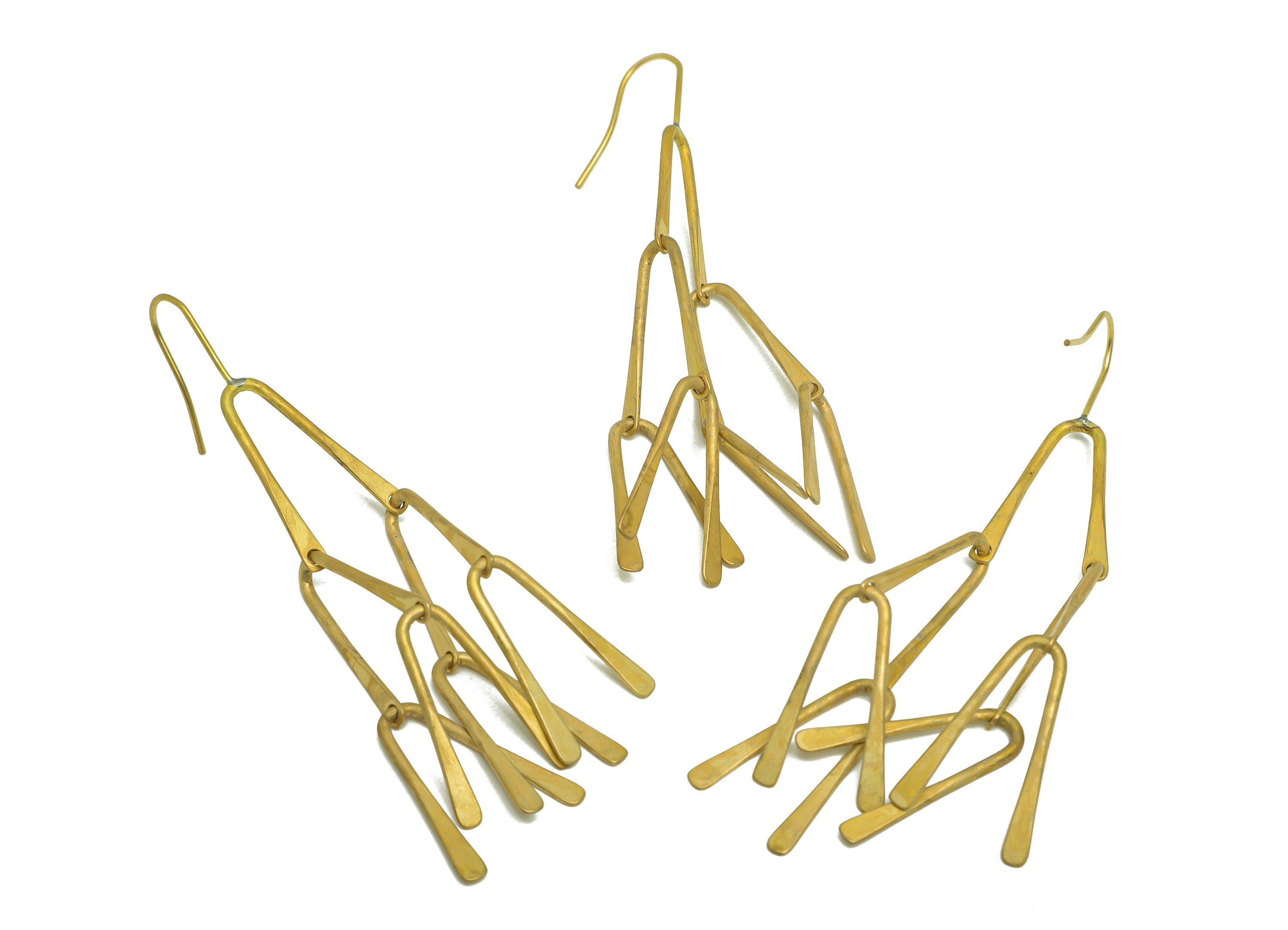 Brass Interlock Ear Wire - Brass Dangle Hammered Earring Hook - Brass Horn Earring Hook - Brass Dangle Hook Earring - 82x14x1.5mm - PP10403 - DOMEDBAZAAR