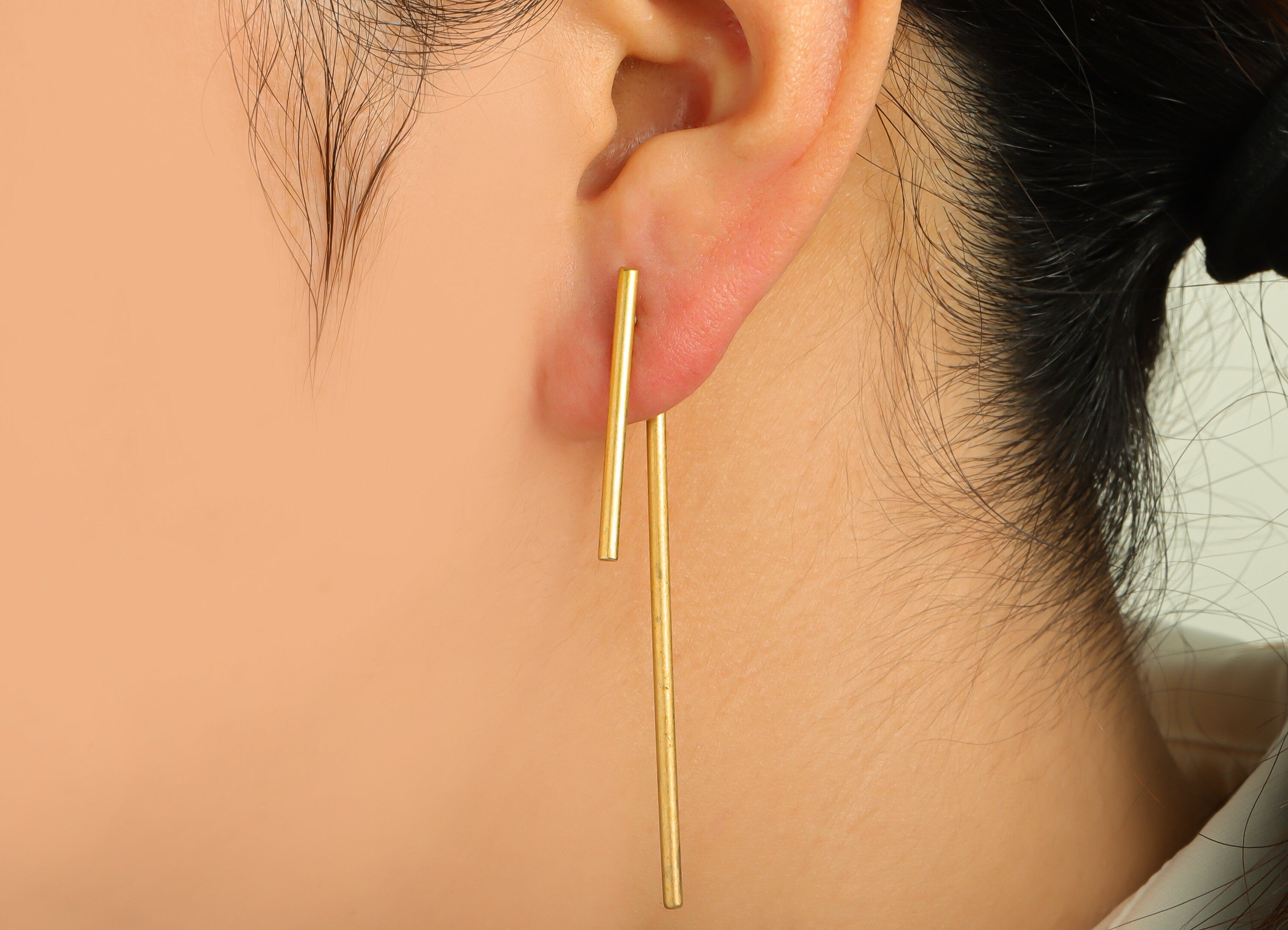 Brass Stick Earring Stud - Raw Brass Bar Earring Post - Brass Stick Stud - Earring Finding - Jewelry Supplies - 62x4x1.98mm - PP10394 - DOMEDBAZAAR