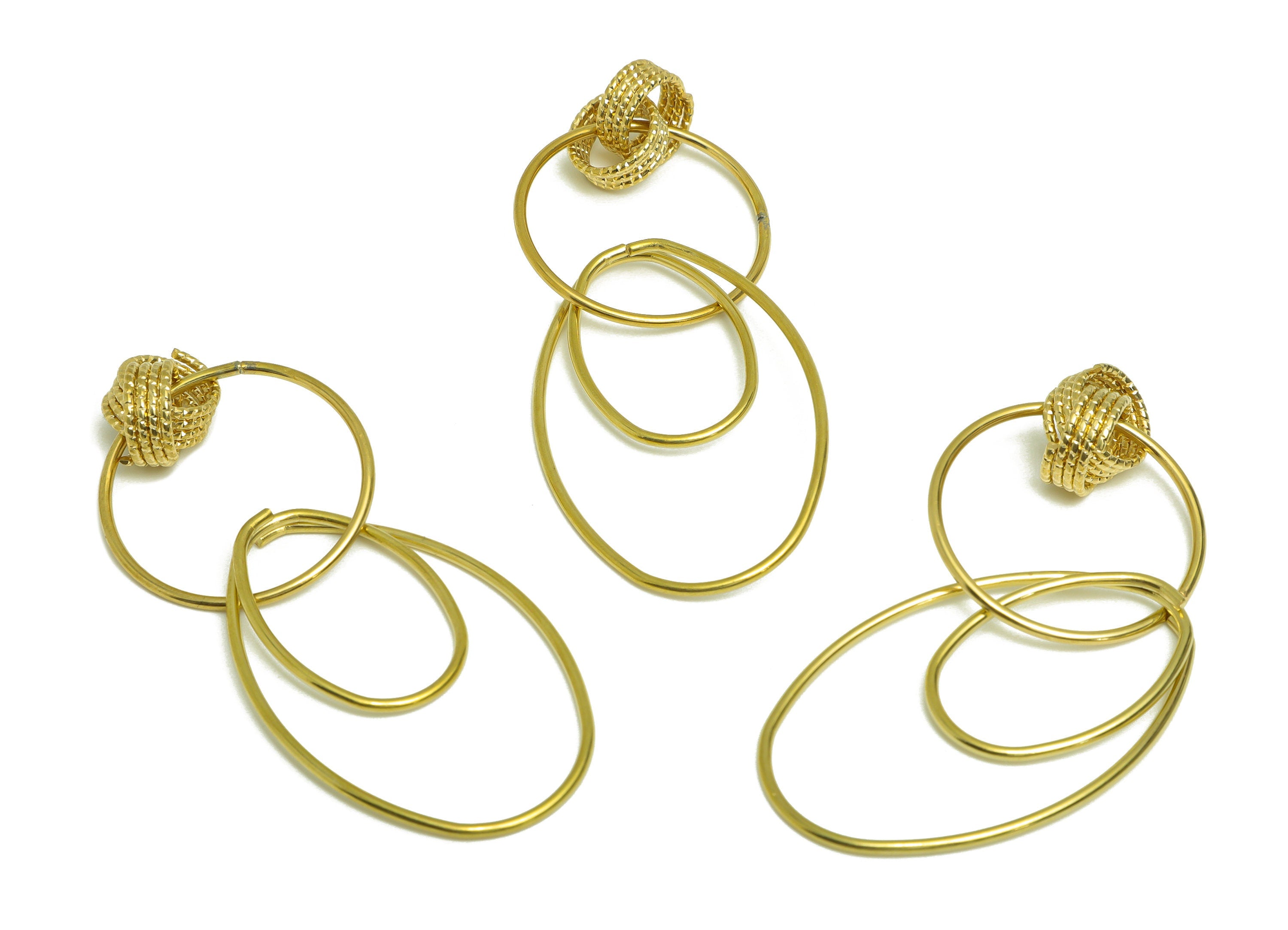 Brass Round Interlock Charm - Raw Brass Geometry Earring Charm - Brass Textured Ring Oval - Brass Dangle Charm - 80x32x1.5mm - PP10415 - DOMEDBAZAAR