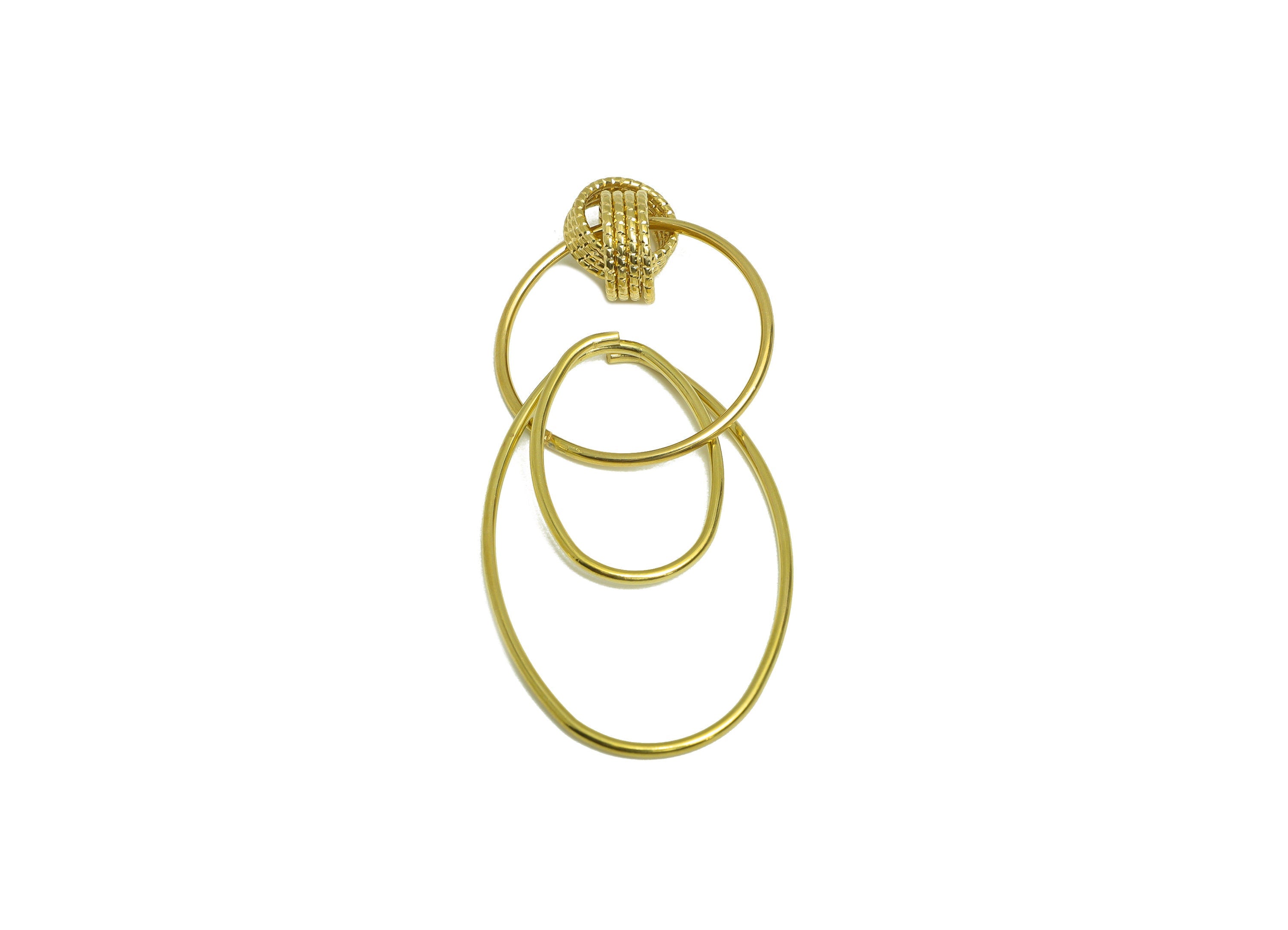 Brass Round Interlock Charm - Raw Brass Geometry Earring Charm - Brass Textured Ring Oval - Brass Dangle Charm - 80x32x1.5mm - PP10415 - DOMEDBAZAAR