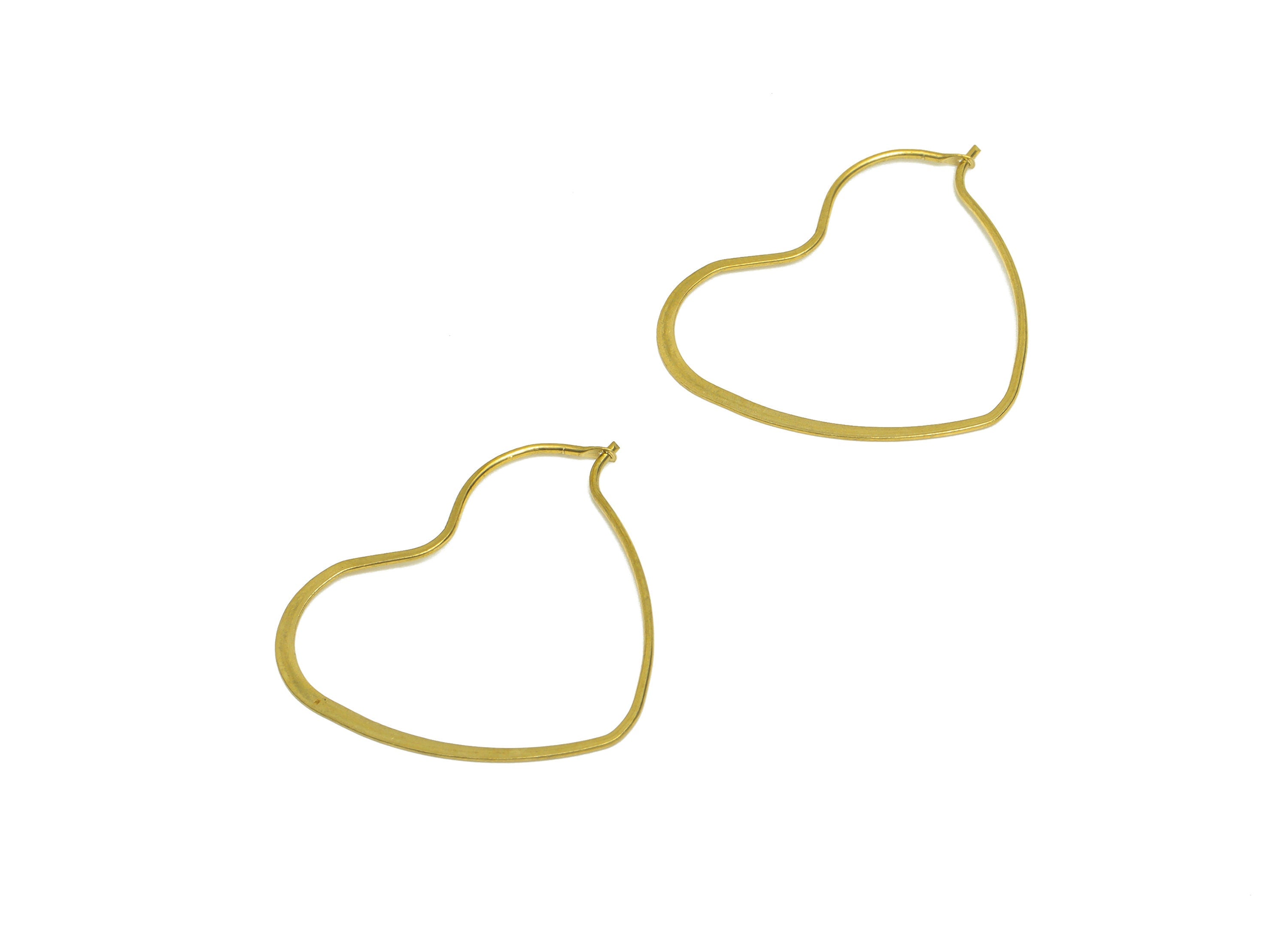 Hammered Heart Wire Hoop Earring - Raw Brass Love Heart Wire Lock Earring - Geometry Wire Hoop Lock Earring Charm - 30x25x0.8mm-PP10421-30 - DOMEDBAZAAR