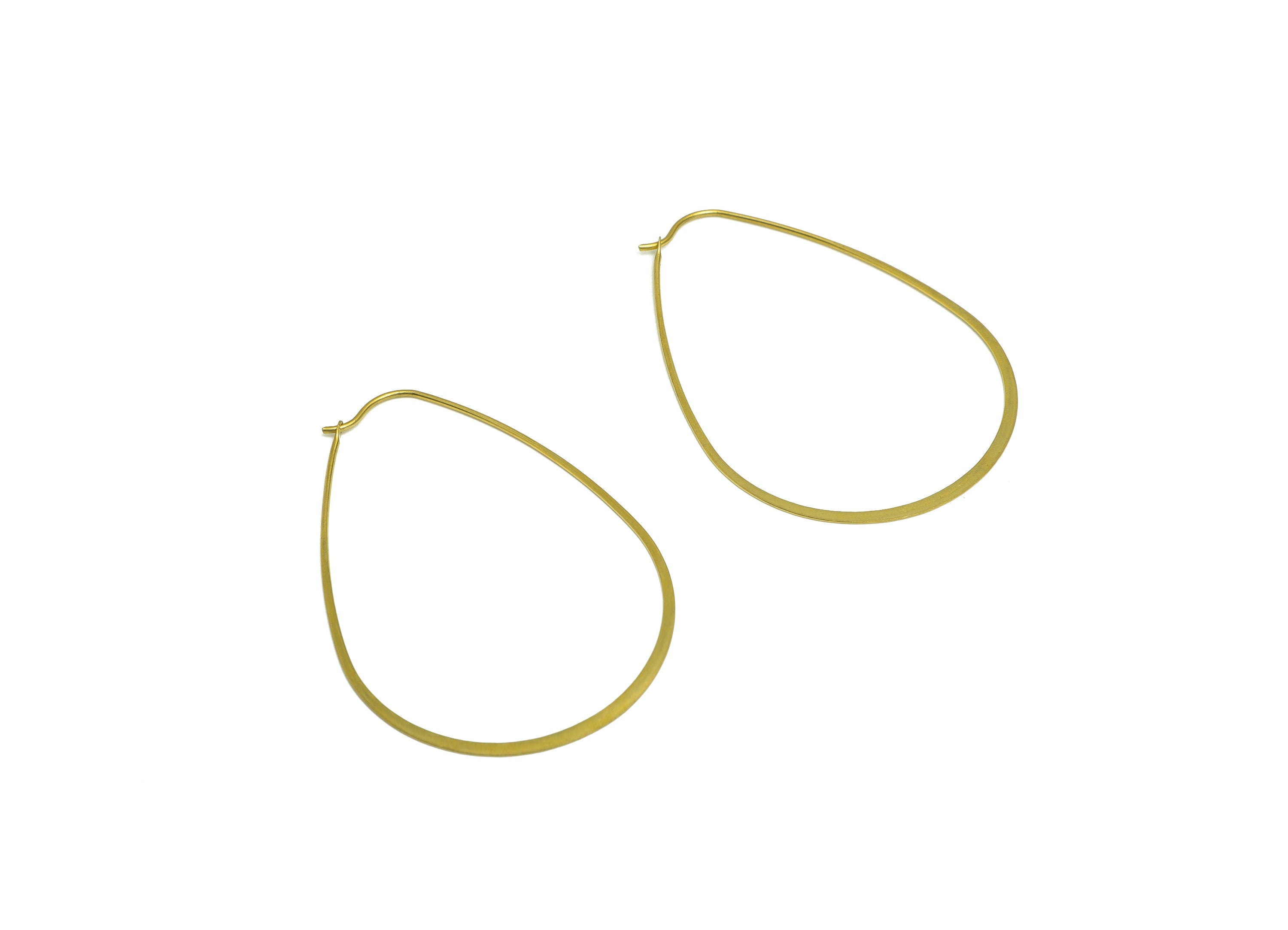 Brass Drop Wire Hoop Earring - Raw Brass Hammered Teardrop Earring Wire - Geometry Wire Hoop Lock Earring Charms - 53x37x0.8mm - PP10423-50 - DOMEDBAZAAR