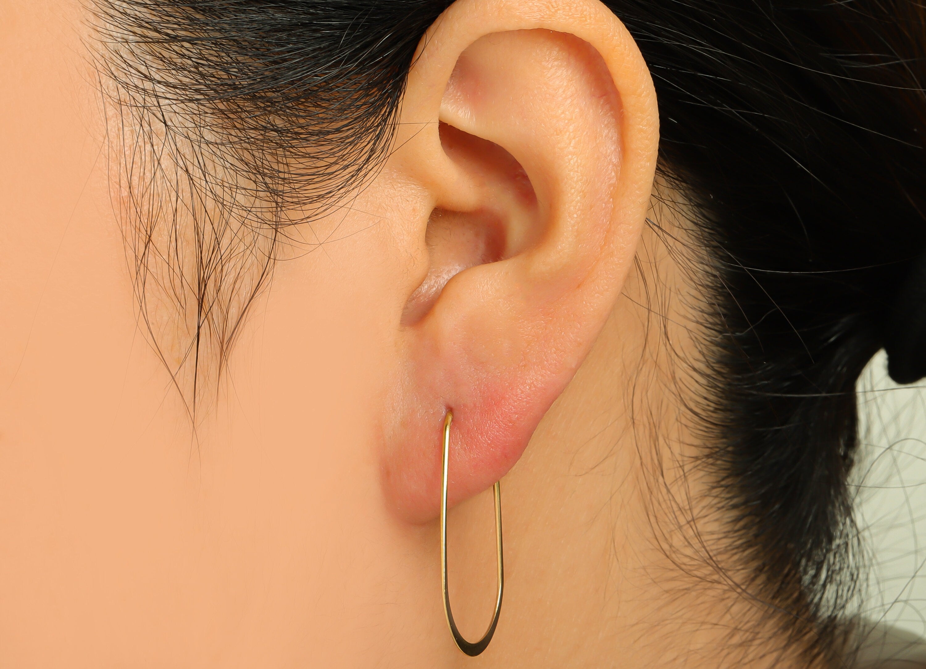 30mm Brass Oval Wire Hoop Earring - Raw Brass Hammered Geometry Wire Earring - Brass Hammered Ear Wire Hoop - 31x19x0.8mm - PP10373-30 - DOMEDBAZAAR