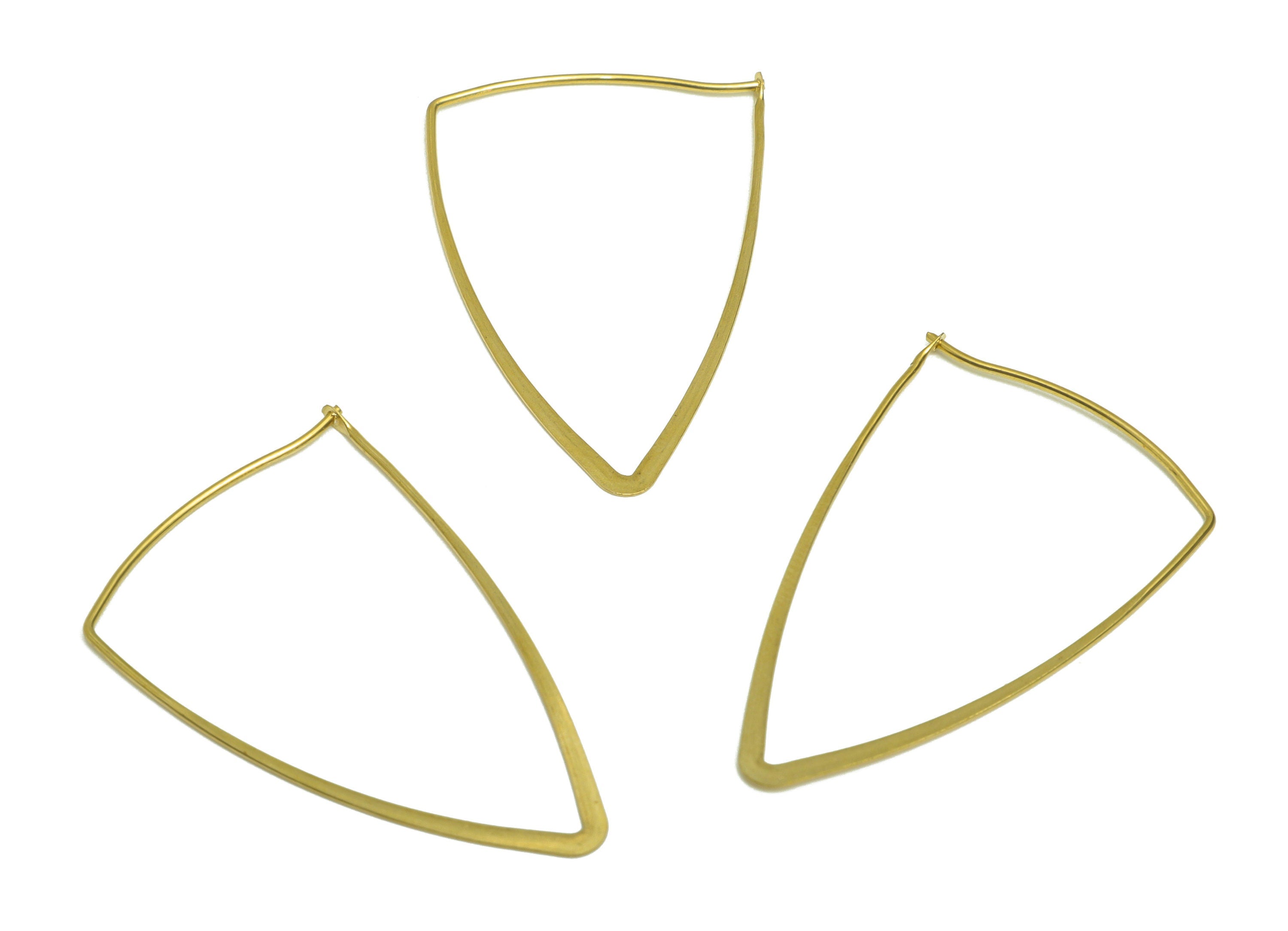 40mm Brass Triangle Wire Hoop Earring - Raw Brass Hammered Geometry Wire Earring - Brass Hammered Ear Wire Hoop - 41x27x0.8mm - PP10424-40 - DOMEDBAZAAR