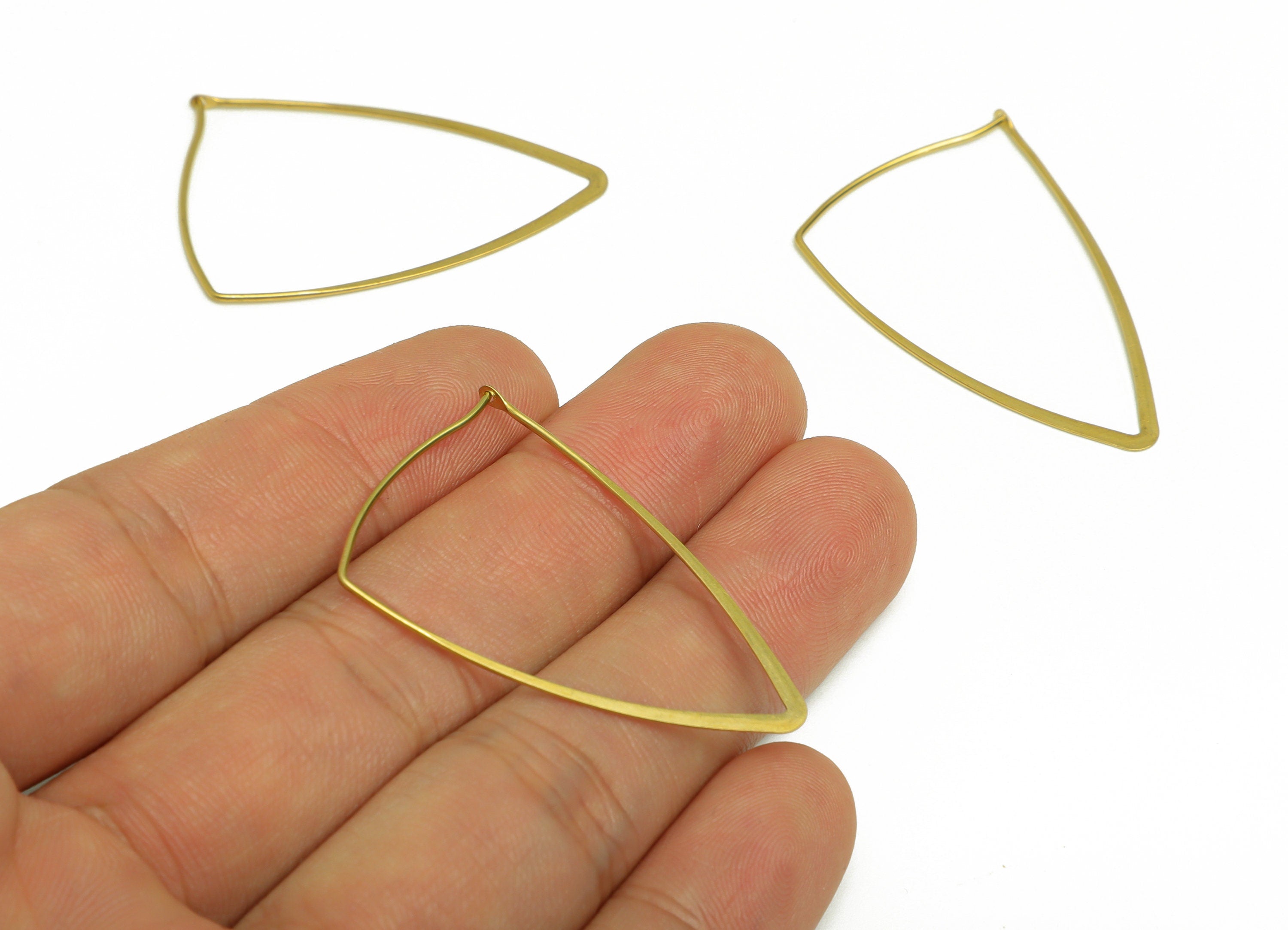 40mm Brass Triangle Wire Hoop Earring - Raw Brass Hammered Geometry Wire Earring - Brass Hammered Ear Wire Hoop - 41x27x0.8mm - PP10424-40 - DOMEDBAZAAR