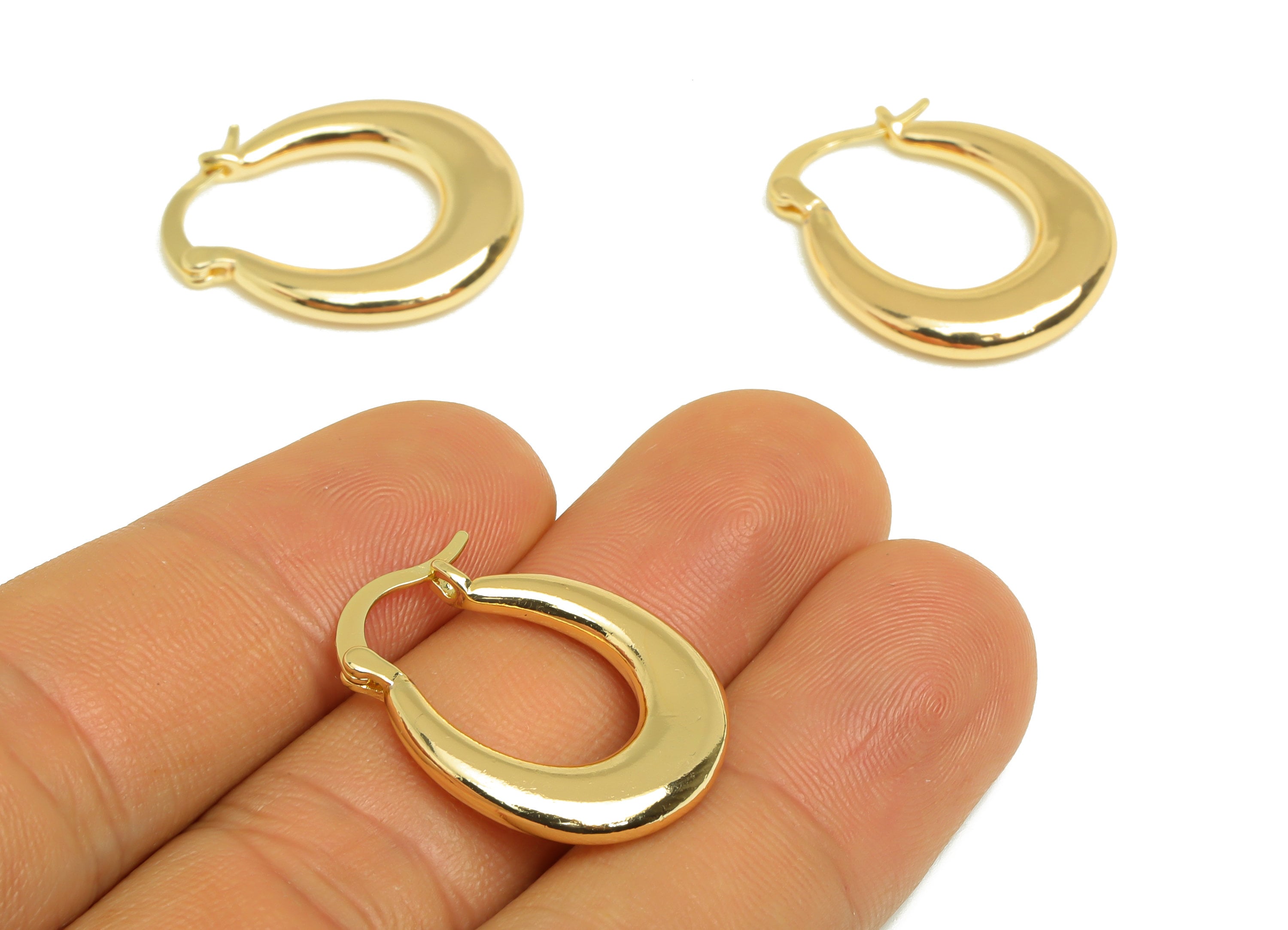 Brass Crescent Hoop Earring Clasp - Brass Moon Hoop Clasp -Brass Round Hoop Clasp - 18K Real Gold Plated - 26x19.41x3.5mm- RGP6634 - DOMEDBAZAAR
