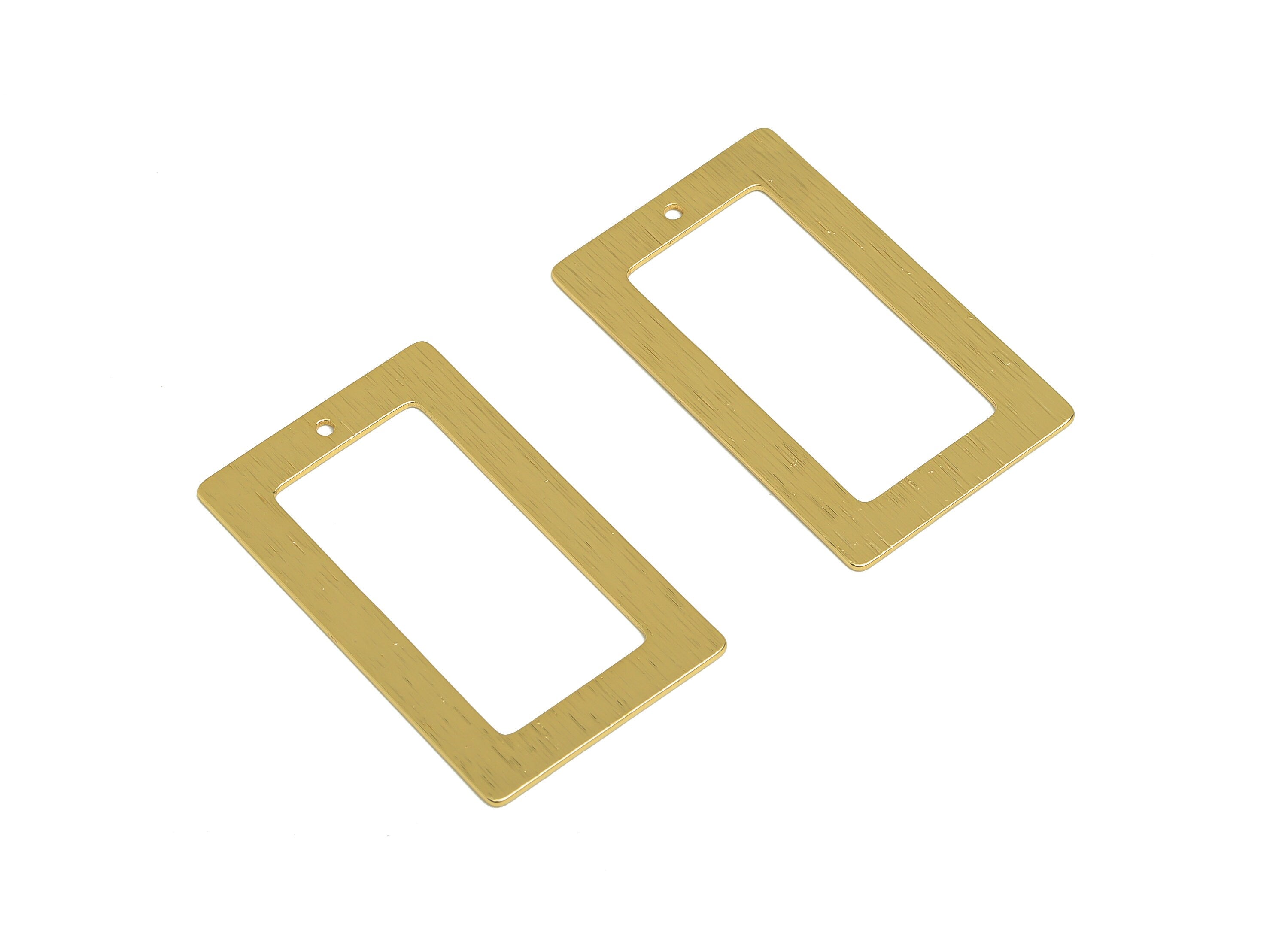 Brass Rectangle Charms - Raw Brass Textured Rectangle Earrings and Pendant - Earring Findings - Jewelry Supplies - 41.2x25x0.84mm - PP10345 - DOMEDBAZAAR