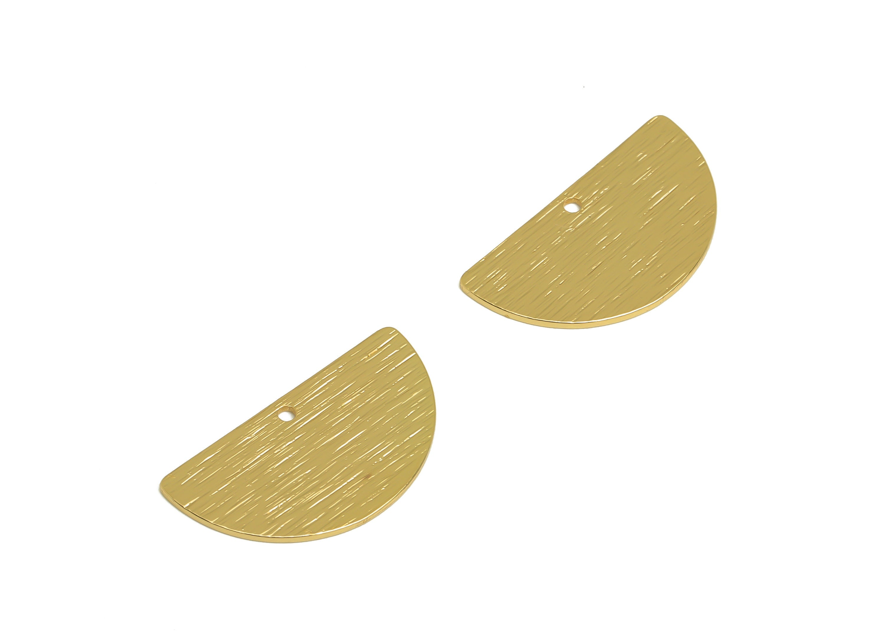 Brass Semicircle Earring Charm - Raw Brass Textured Half Round Pendant - Minimalism Earring Finding - Jewelry Making - 24x13x0.8mm - PP10351 - DOMEDBAZAAR