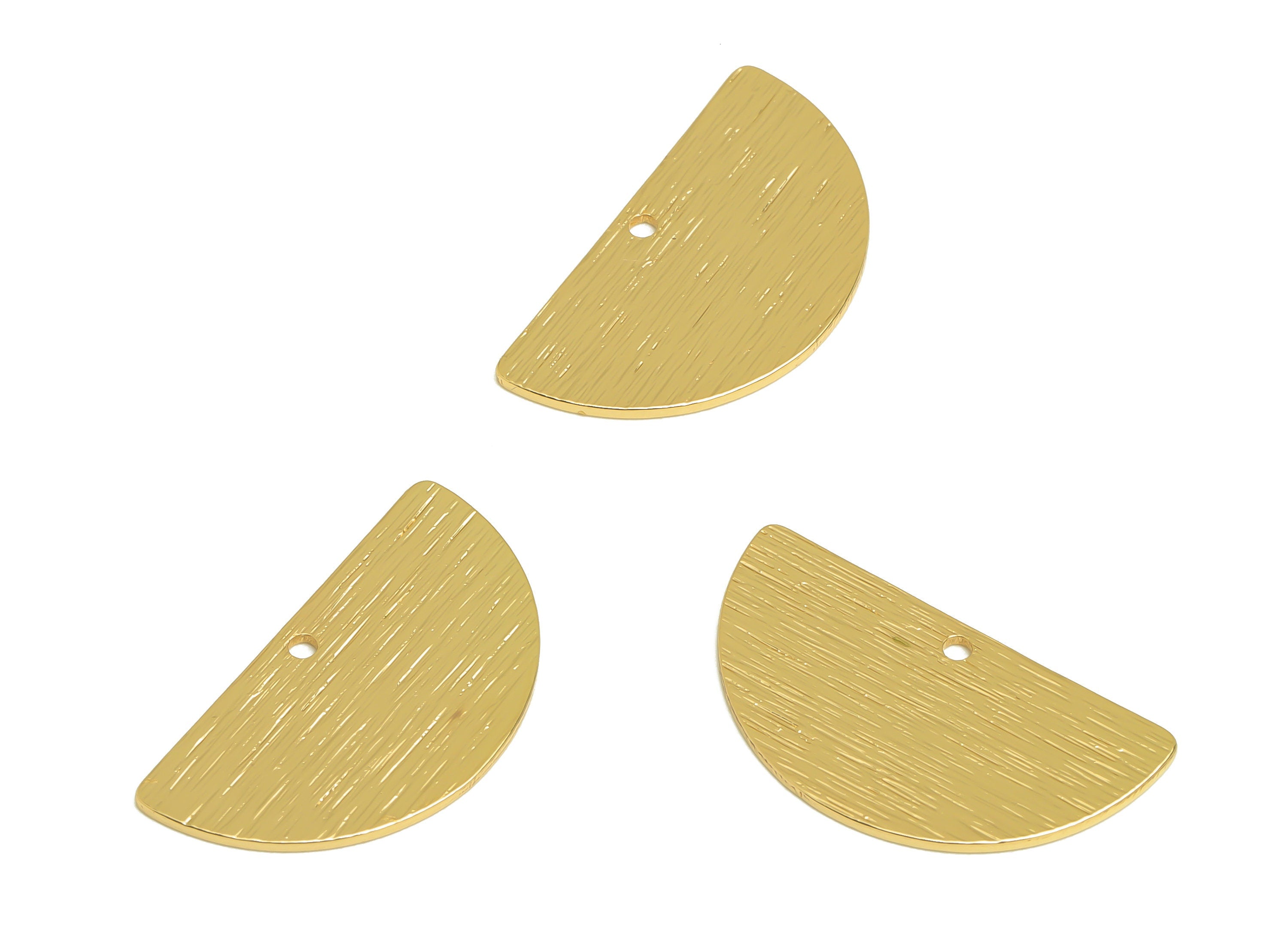 Brass Semicircle Earring Charm - Raw Brass Textured Half Round Pendant - Minimalism Earring Finding - Jewelry Making - 24x13x0.8mm - PP10351 - DOMEDBAZAAR