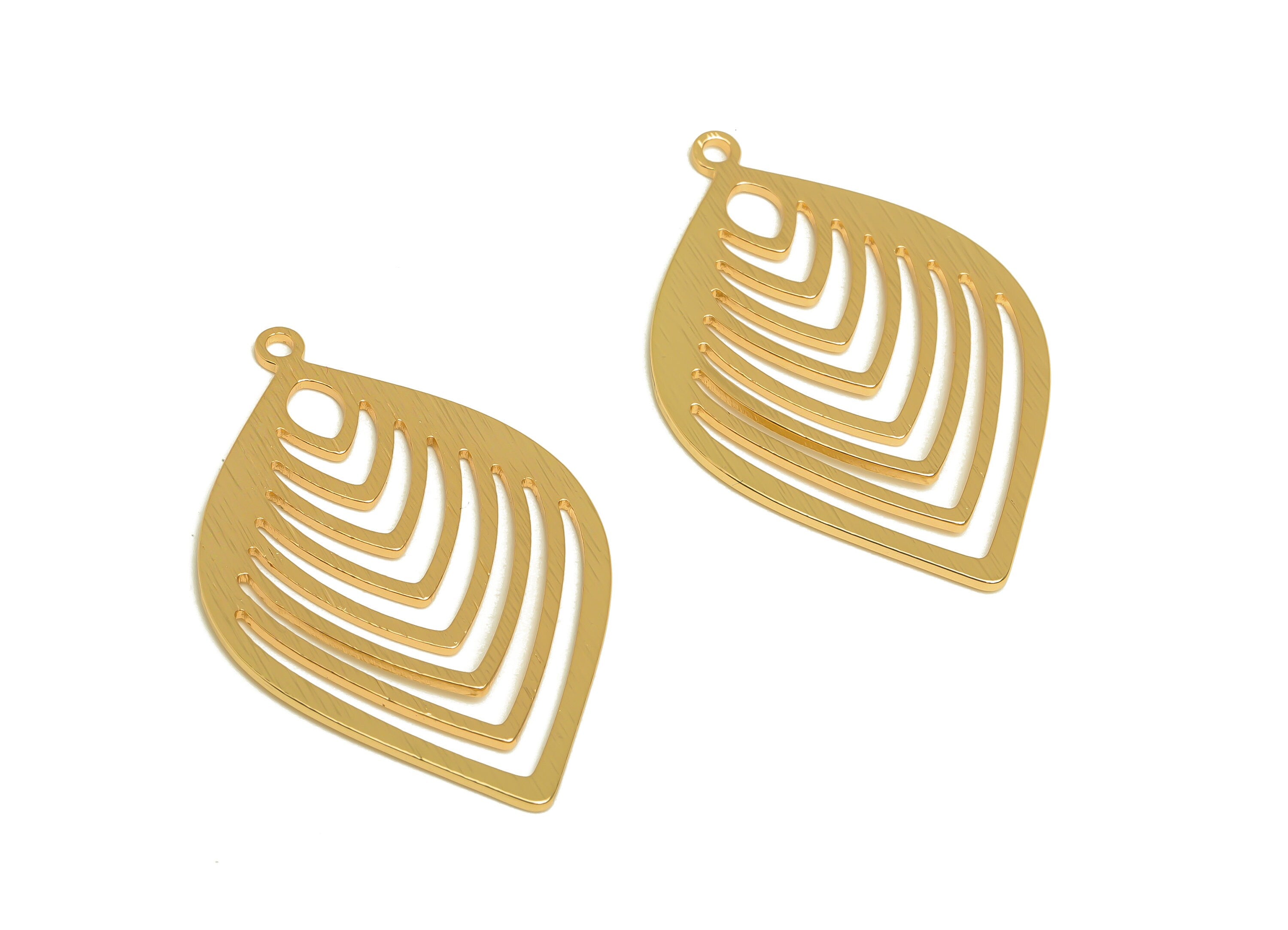 Brass Leaf Charms - Raw Brass Textured Leaf Earrings and Pendant - Minimalism Earring Findings - Jewelry Supplies - 43x 28x 1.1mm - PP10446 - DOMEDBAZAAR